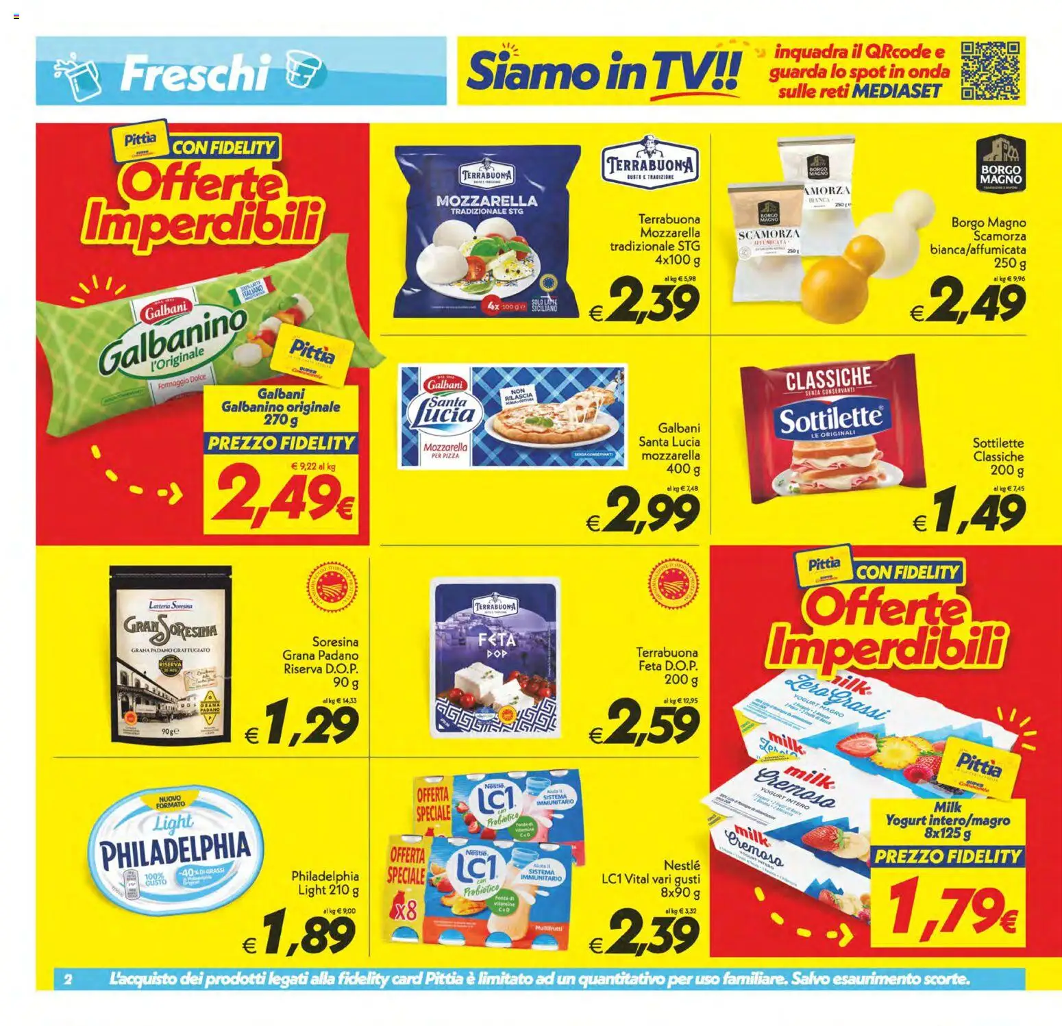 Volantino SuperConveniente del 09.06.2026 | Pagina: 2 | Prodotti: Mozzarella, Latte, TV, Grana Padano