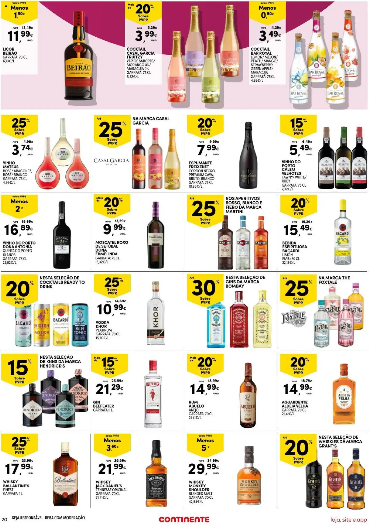 Continente Semanal Continente Bom Dia │ válido de 11/08/2026 | Página: 20 | Produtos: Whisky, Espumante, Martini, Vinho