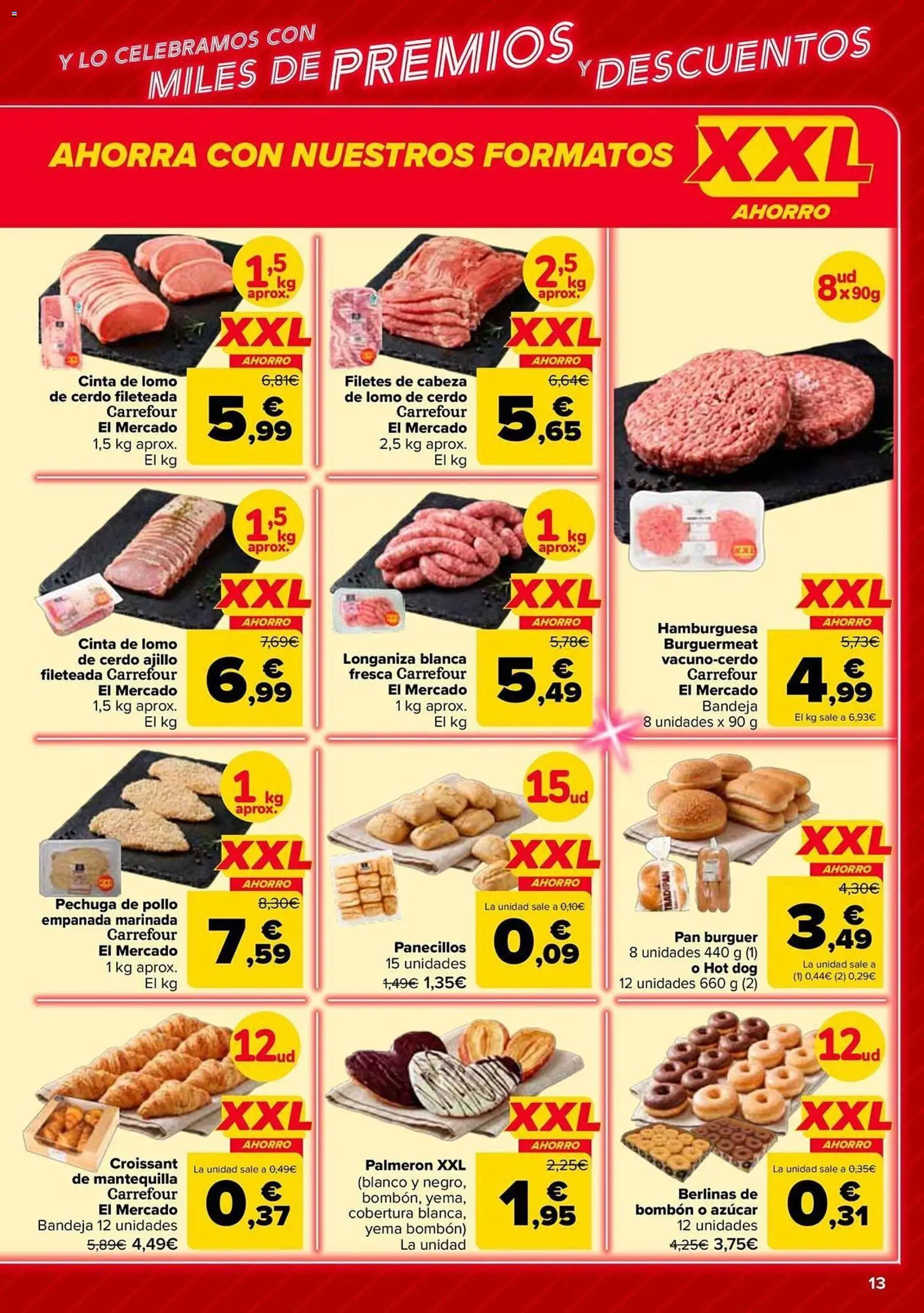Carrefour folleto │ válido desde el 12.05.2026 | Página: 13 | Productos: Pan, Cerdo, Longaniza, Σοκολατούχο γάλα