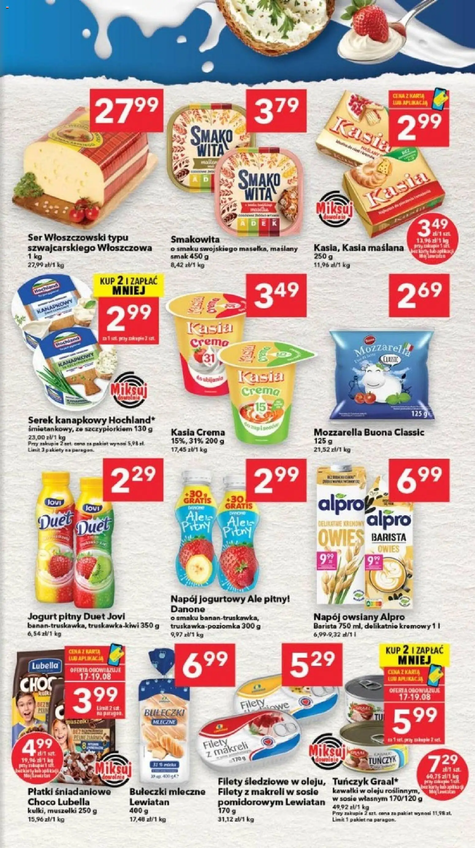 Lewiatan gazetka - Gdańsk od 13.08.2026 | Strona: 3 | Produkty: Serek kanapkowy, Jogurt pitny, Tuńczyk, Jogurt