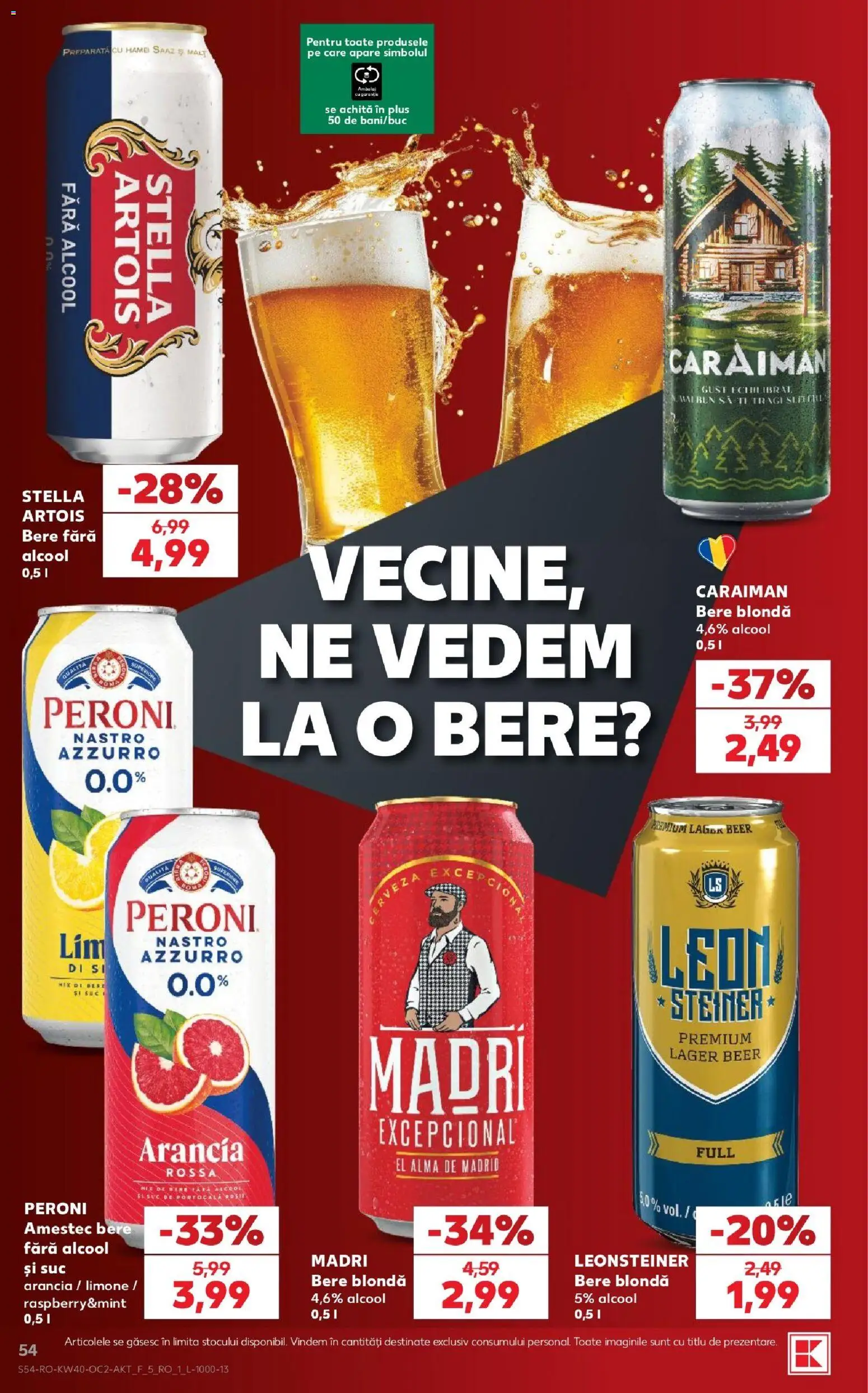 Kaufland RO akciós ujság - amely érvényes a következő dátumtól: 2026.09.30. | Oldal: 54 | Termékek: Peroni, Alma