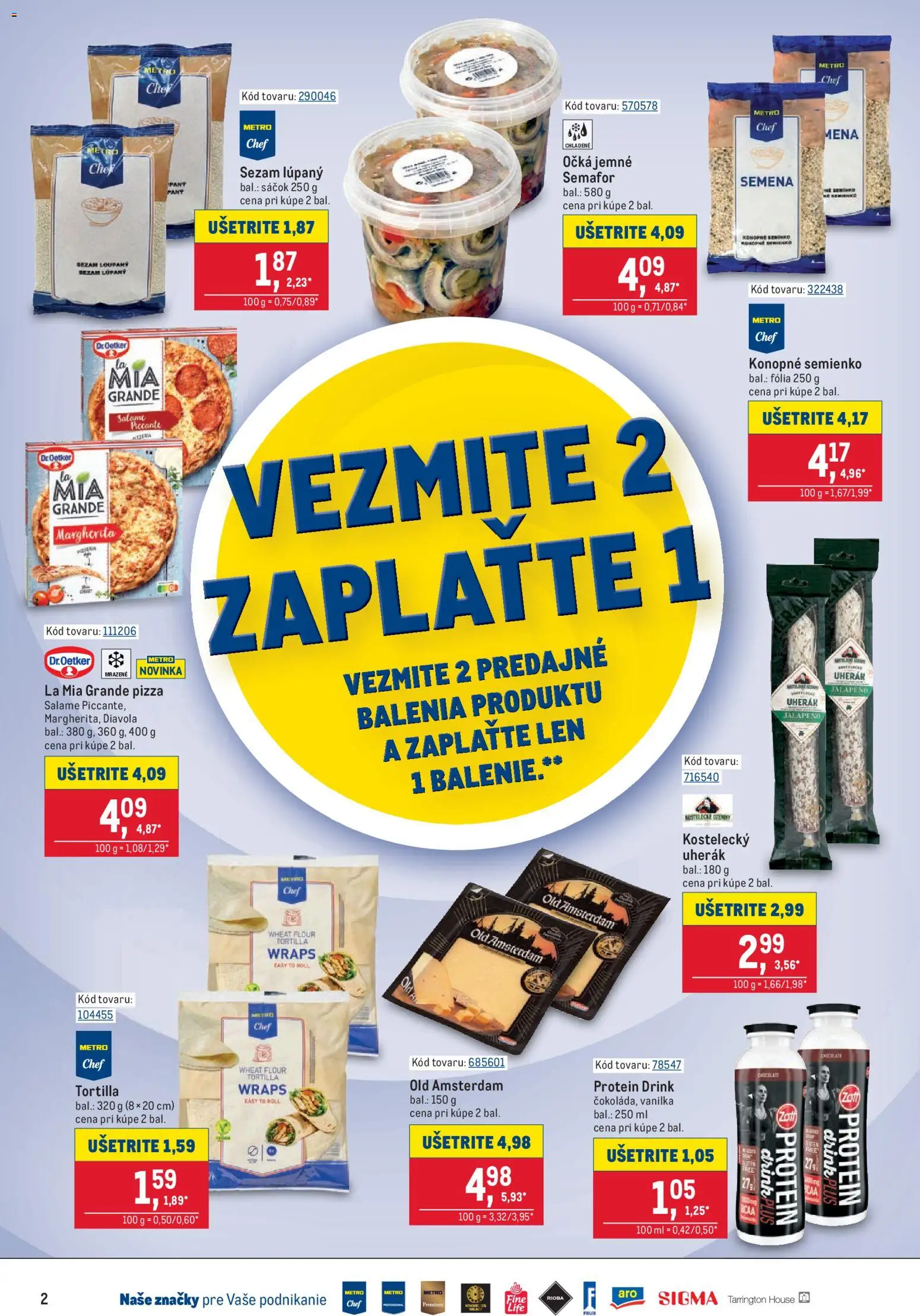 Nové Metro akcie – leták je platný od 07.10.2026 | Strana: 2 | Produkty: Tortilla, Protein, Sezam, Vanilka