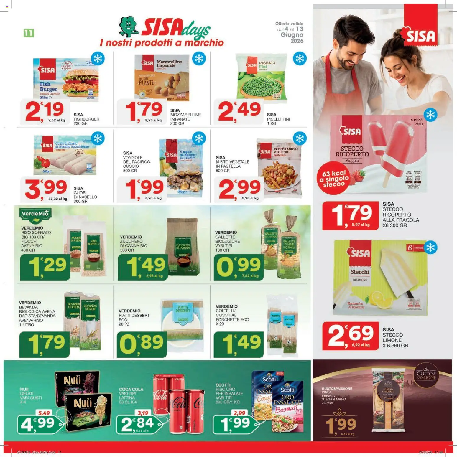 Volantino SISA del 04.06.2026 | Pagina: 11 | Prodotti: Riso, Zucchero, Mais, Coca Cola