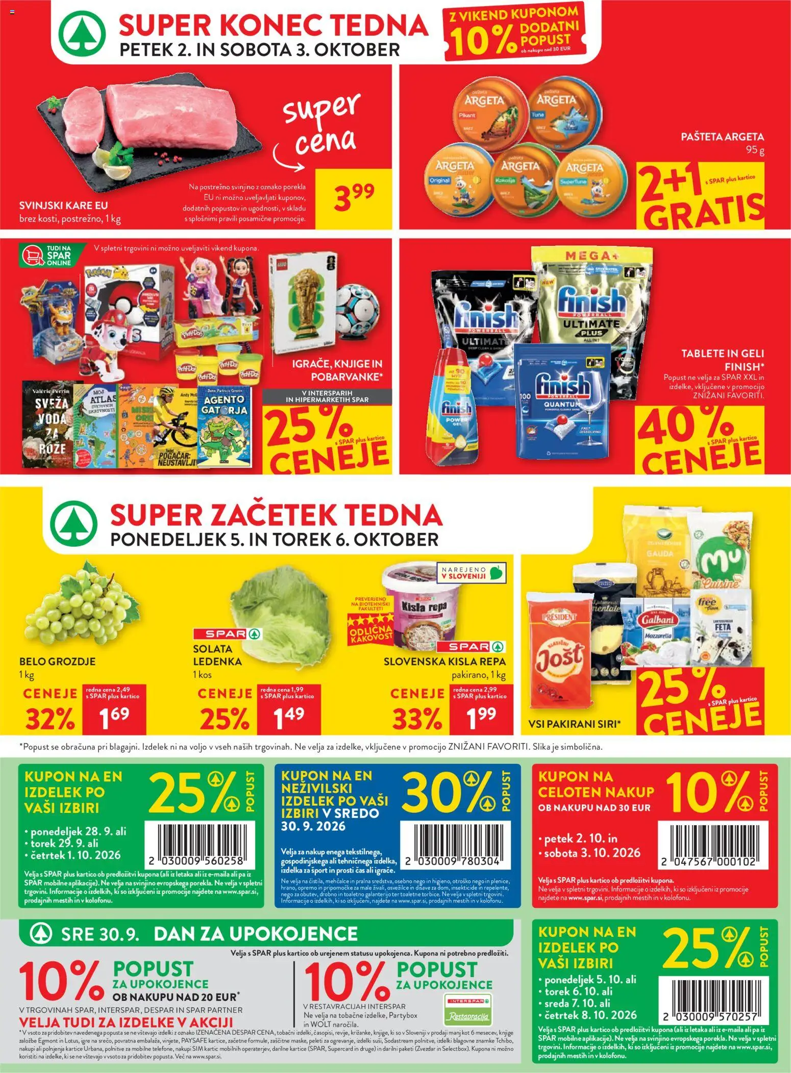Novi Spar katalog ponudbe – veljaven od 30.09.2026 | Stran: 38 | Izdelki: Mozzarella, Svinjski kare, Solata, Voda