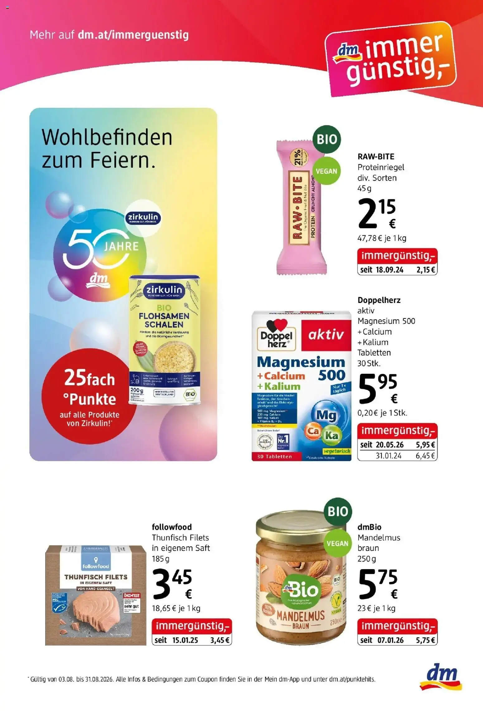 dm drogerie markt Journal Express August von 30.07.2026 - Aktuelle Angebote | Seite: 5 | Produkte: Proteinriegel, Saft