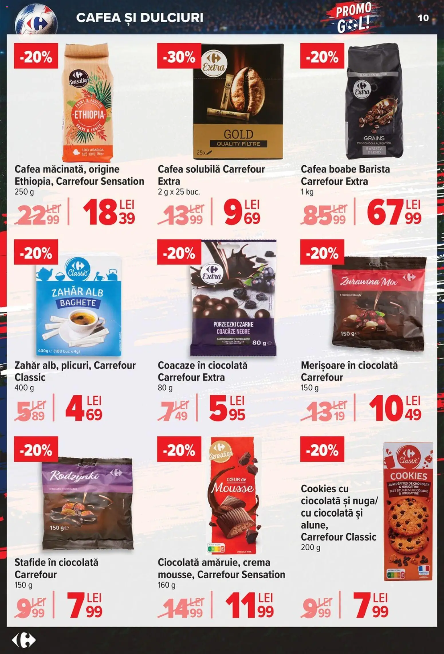 Noul catalog Carrefour – valabil de la 03.06.2026 | Pagină: 10 | Produse: Cafea, Ciocolată, Stafide, Zahăr