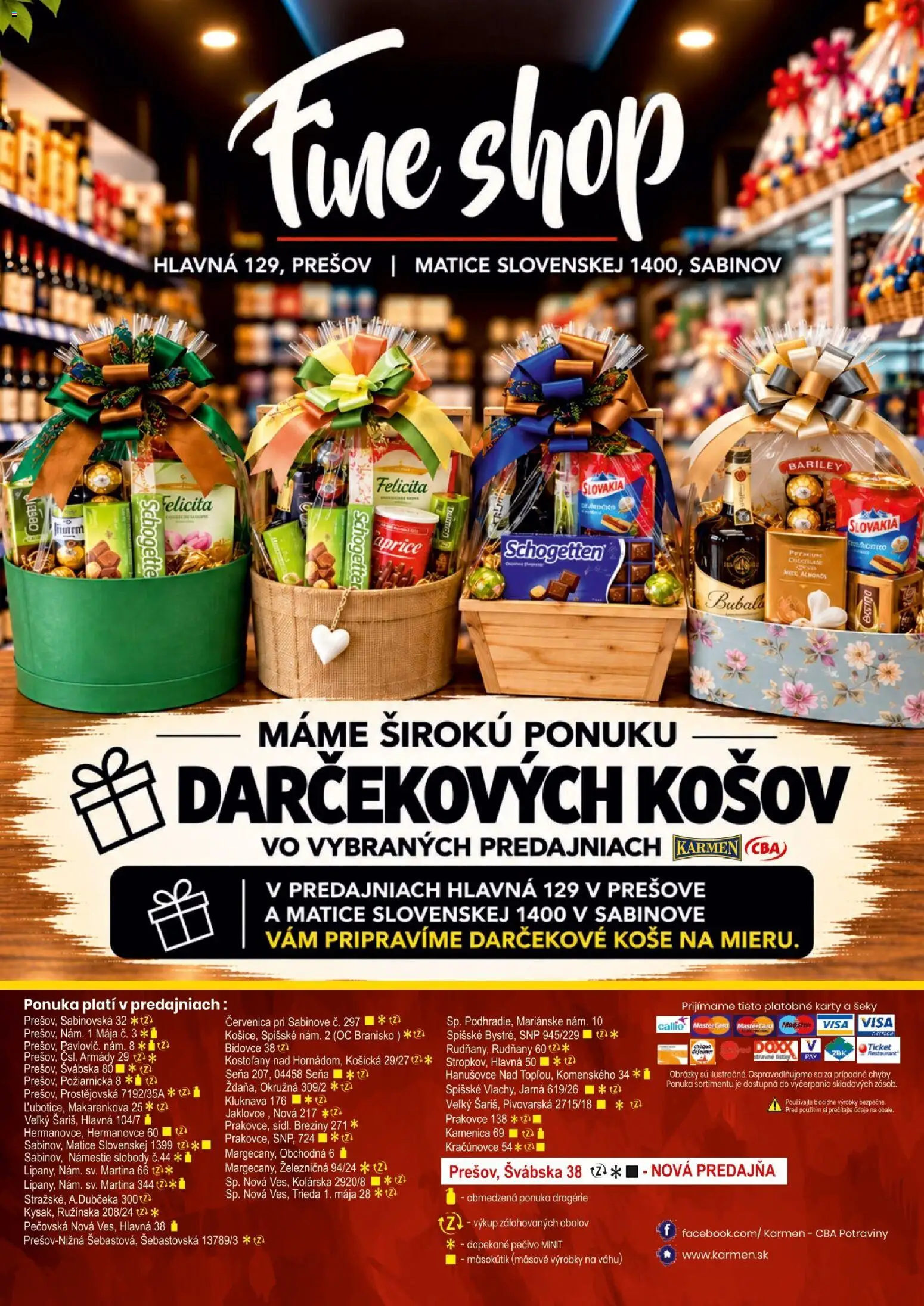 Nové KARMEN CBA akcie – leták je platný od 15.10.2026 | Strana: 16 | Produkty: Darčekové koše, Pečivo
