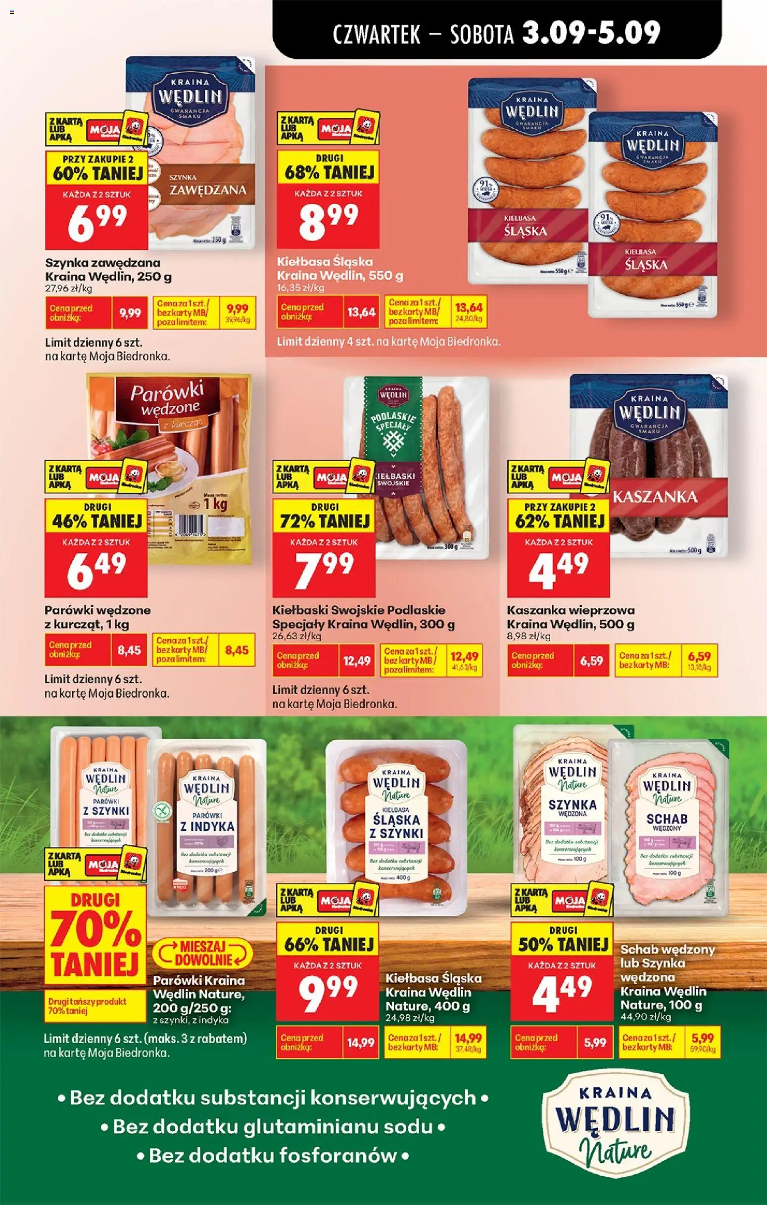 Biedronka gazetka od czwartku od 03.09.2026 | Strona: 51 | Produkty: Parówki, Kaszanka, Kiełbaski, Szynka