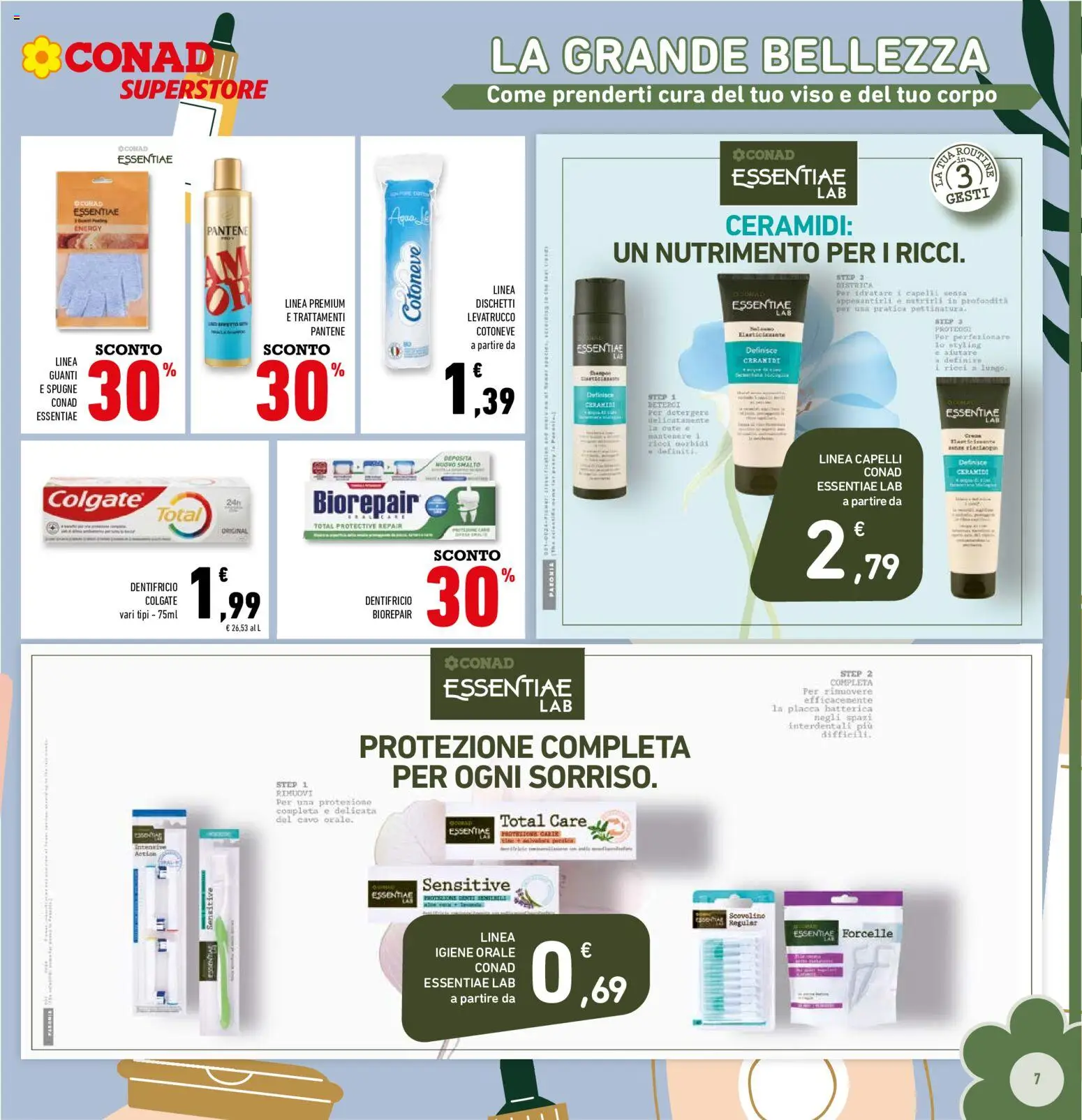 Volantino Conad del 09/09/2026 | Pagina: 7 | Prodotti: Shampoo, Guanti, Igiene orale, Spugne