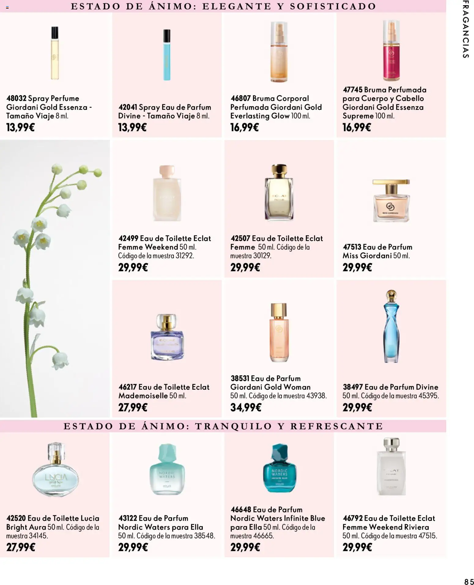 Oriflame - Catálogo Campaña 14 │ válido desde el 07/10/2026 | Página: 85 | Productos: Perfume, Eau de toilette, Bruma perfumada, Eau de parfum