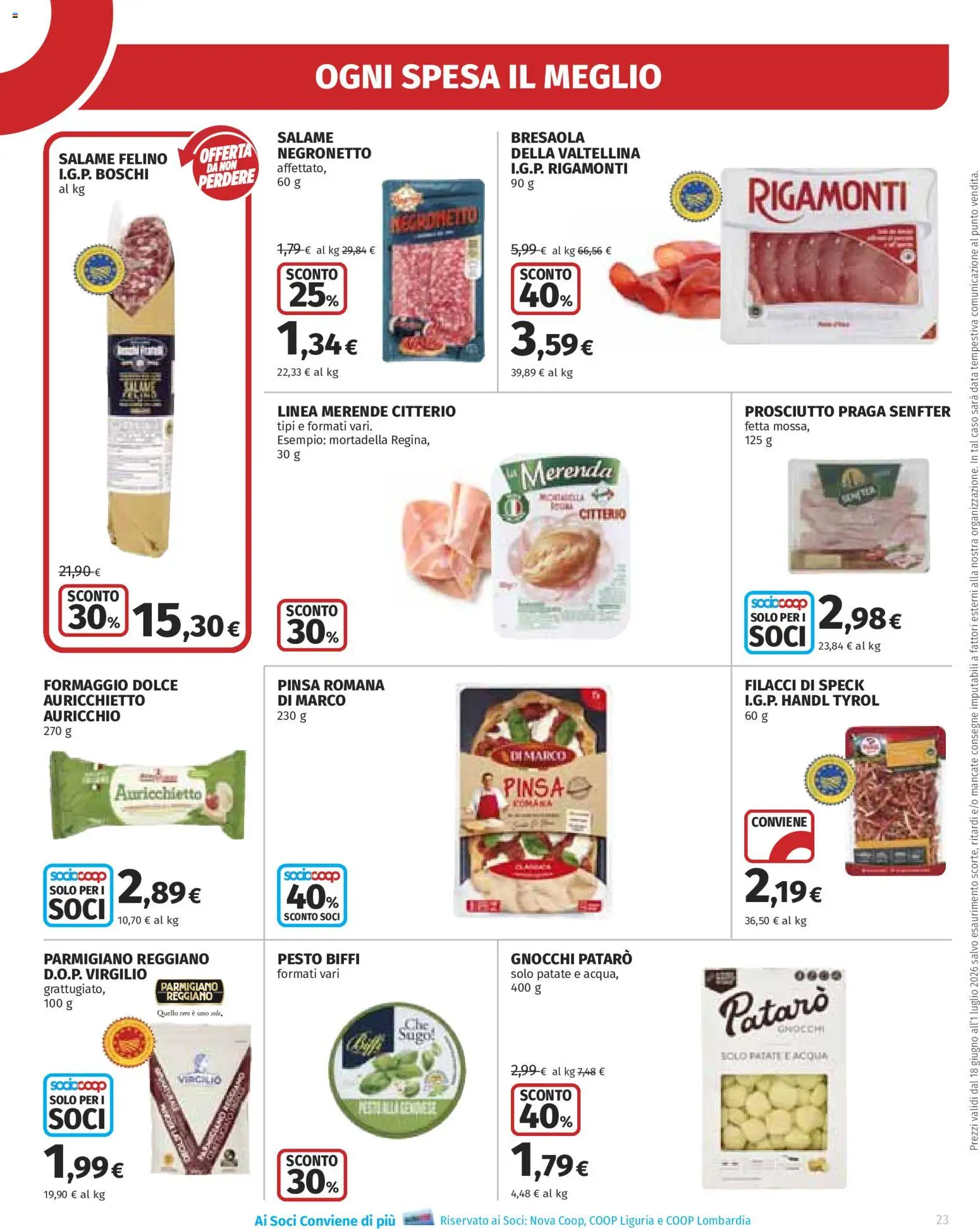 Volantino Ipercoop del 18.06.2026 | Pagina: 23 | Prodotti: Patate, Gnocchi, Sugo, Parmigiano