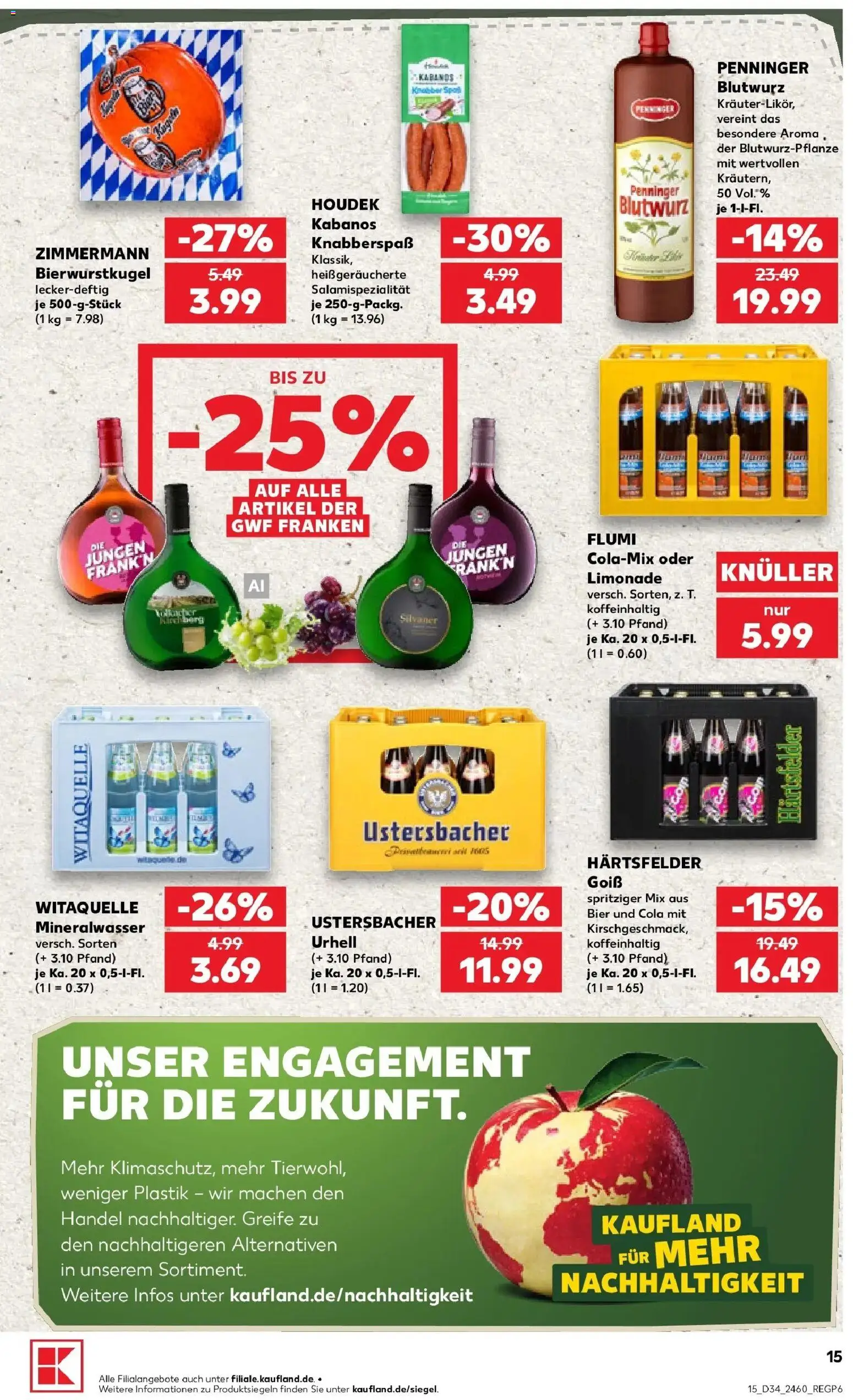 Kaufland Prospekt Nördlingen – gültig ab 20.08.2026 | Seite: 15 | Produkte: Cola, Bier, Limonade, Mineralwasser