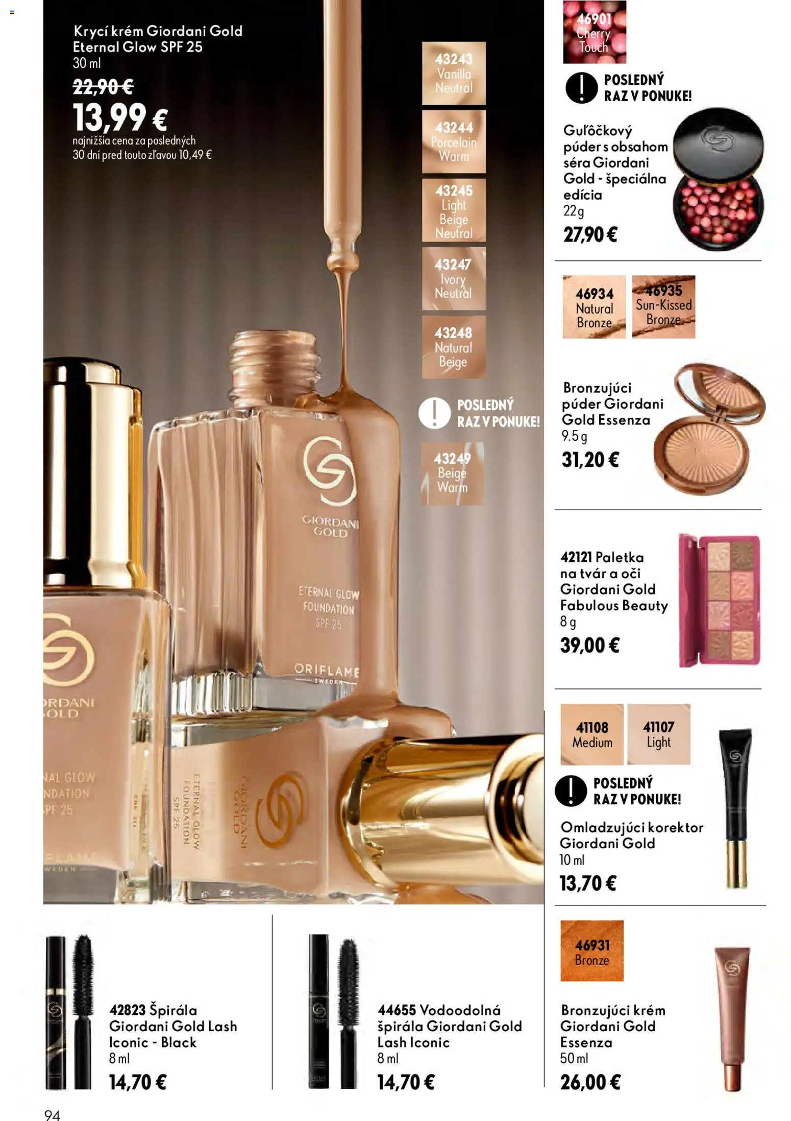 Nové Oriflame akcie – leták je platný od 09.09.2026 | Strana: 94 | Produkty: Korektor, Púder, Krém