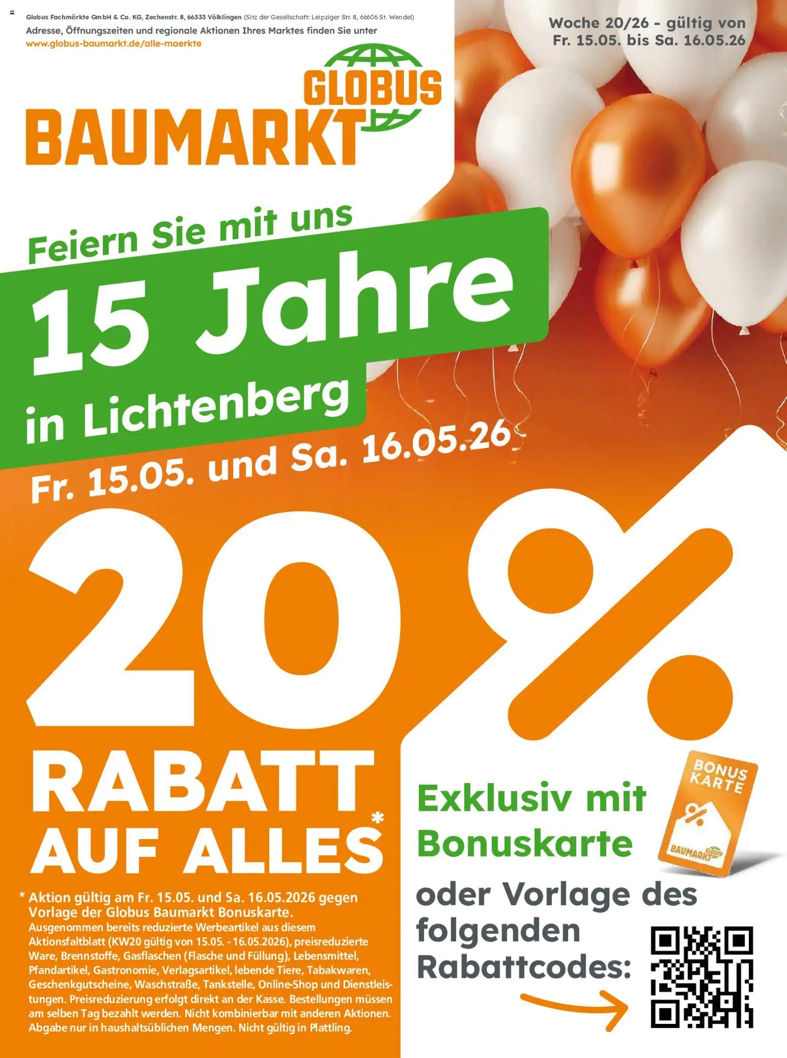 Globus Baumarkt Prospekt 	 – gültig ab 15.05.2026 | Seite: 1