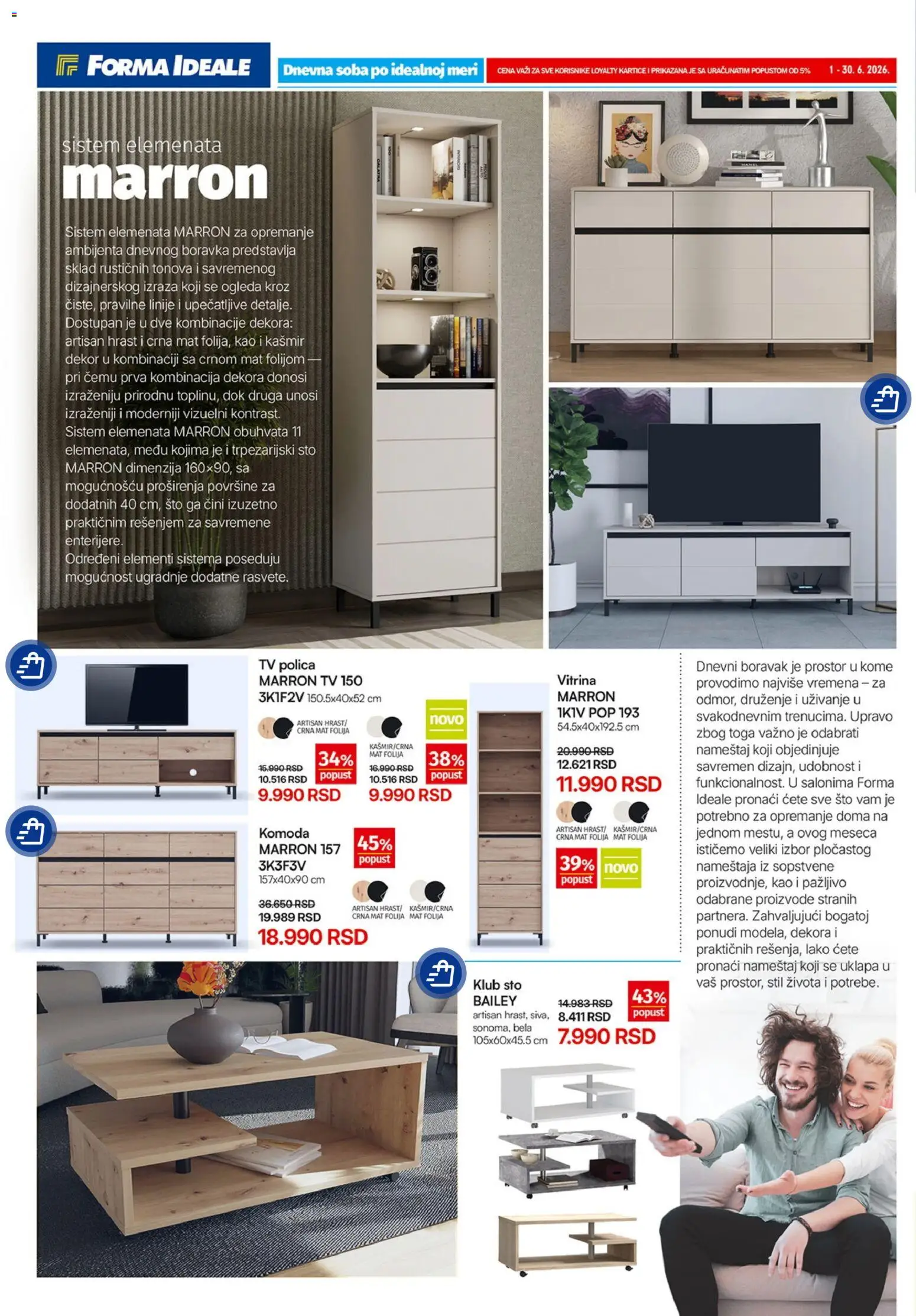 Forma Ideale katalog - važi od 01.06.2026 | Strana: 4 | Proizvode: Komoda, Sto, TV polica, Trpezarijski sto