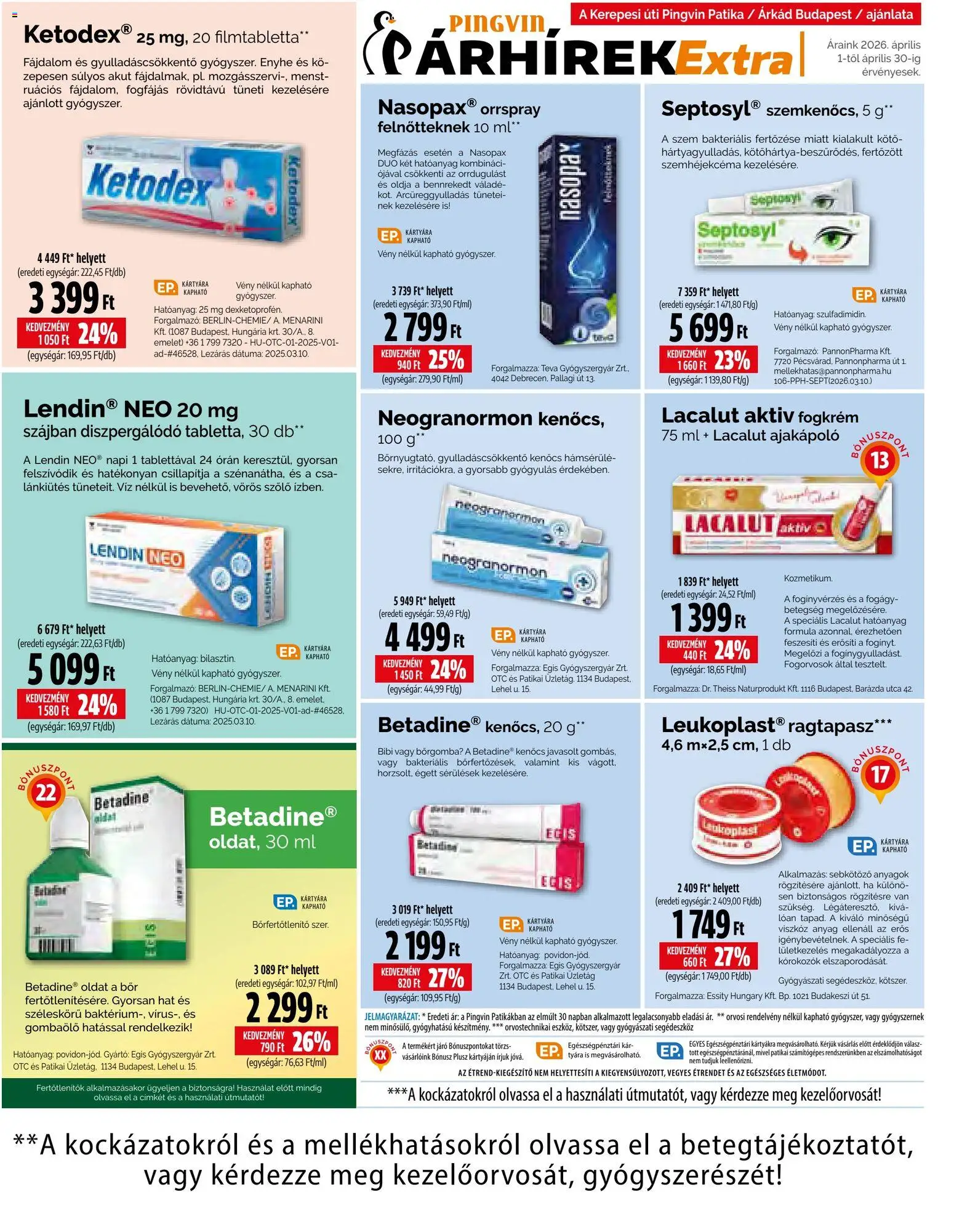 Pingvin Patika akciós ujság - amely érvényes a következő dátumtól: 01.04.2026 | Oldal: 8 | Termékek: Szőlő, Bor, Fogkrém