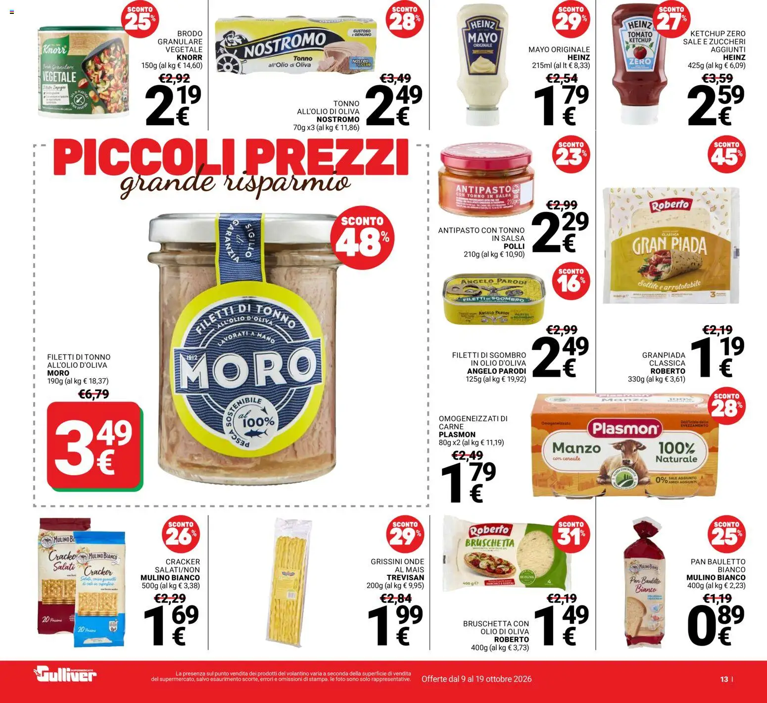 Volantino Gulliver del 09/10/2026 | Pagina: 13 | Prodotti: Ketchup, Olio, Grissini, Polli
