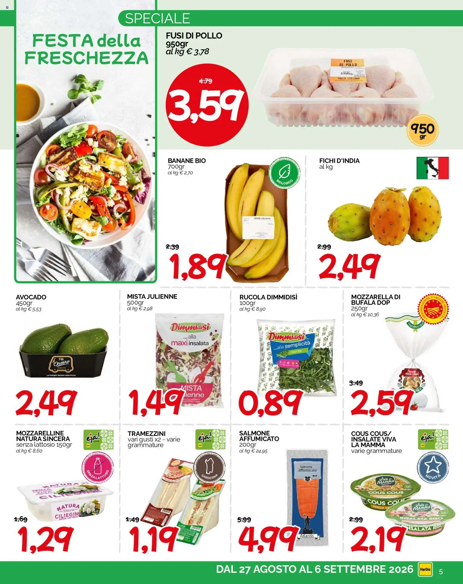 Volantino HarDis del 27/08/2026 | Pagina: 5 | Prodotti: Riso, Fichi, Mozzarella, Senza lattosio