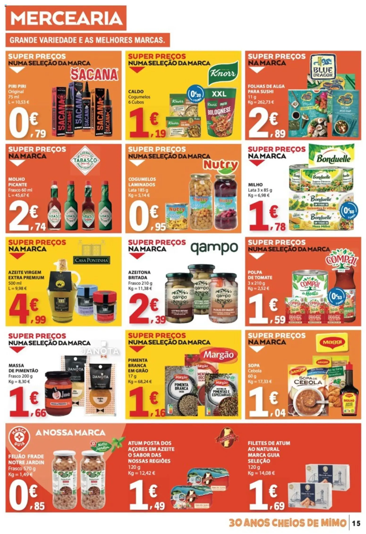 E.Leclerc folheto │ válido de 13/08/2026 | Página: 15 | Produtos: Atum, Sopa, Massa, Milho