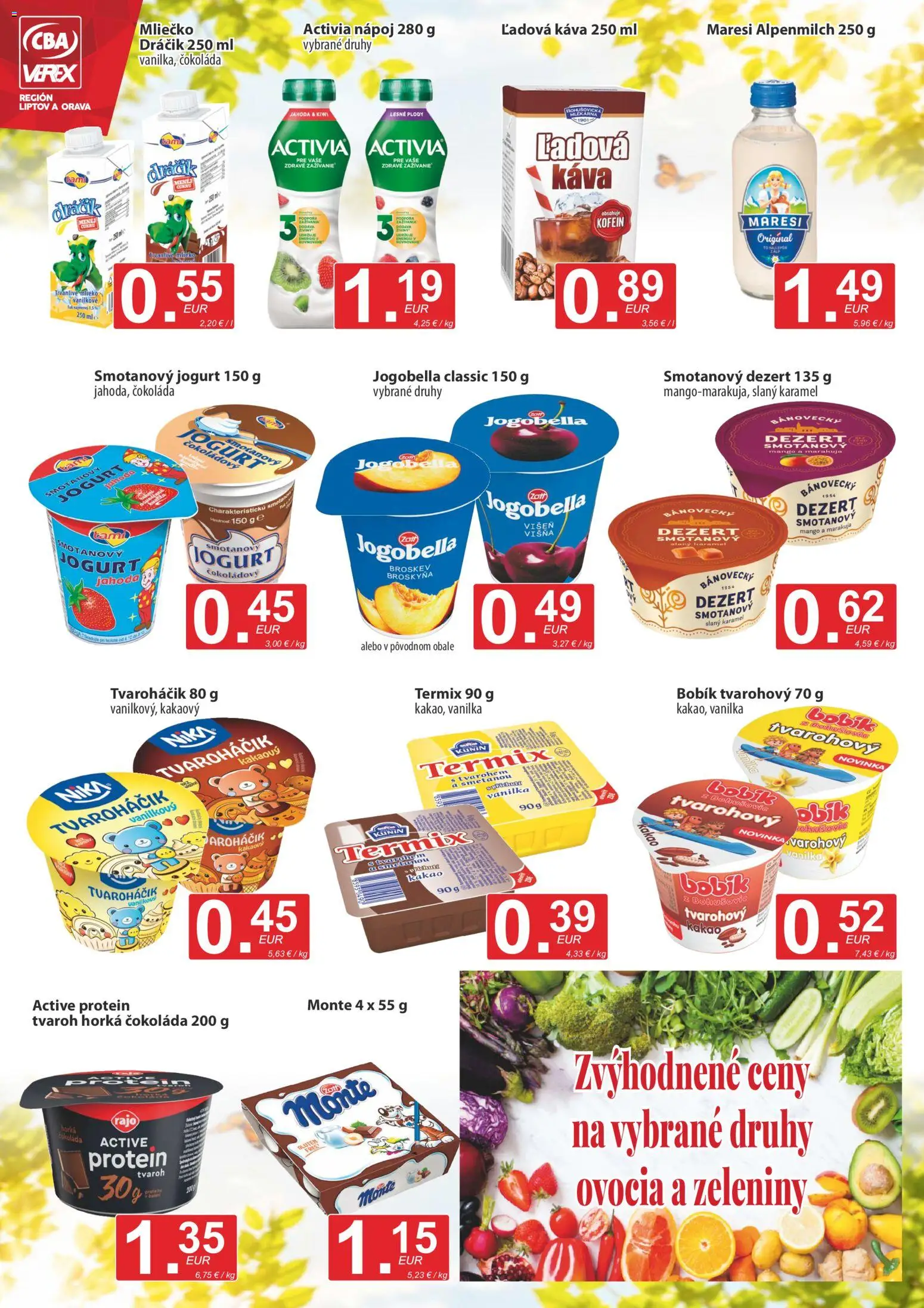 Nové CBA Verex akcie – leták je platný od 18.06.2026 | Strana: 6 | Produkty: Mlieko, Protein, Čokoláda, Kiwi