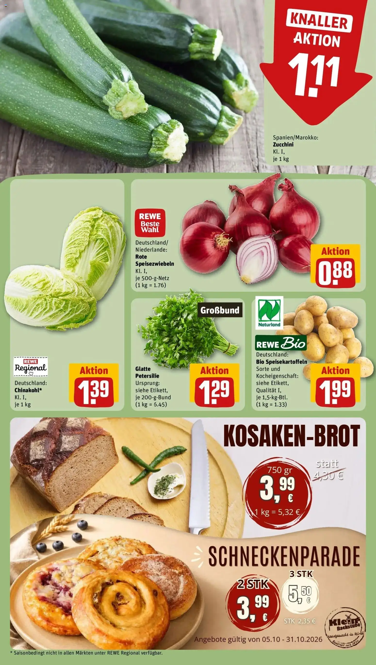 REWE Prospekt ab 26.10.2026 zum Blättern » Angebote | Seite: 7 | Produkte: Petersilie, Zucchini