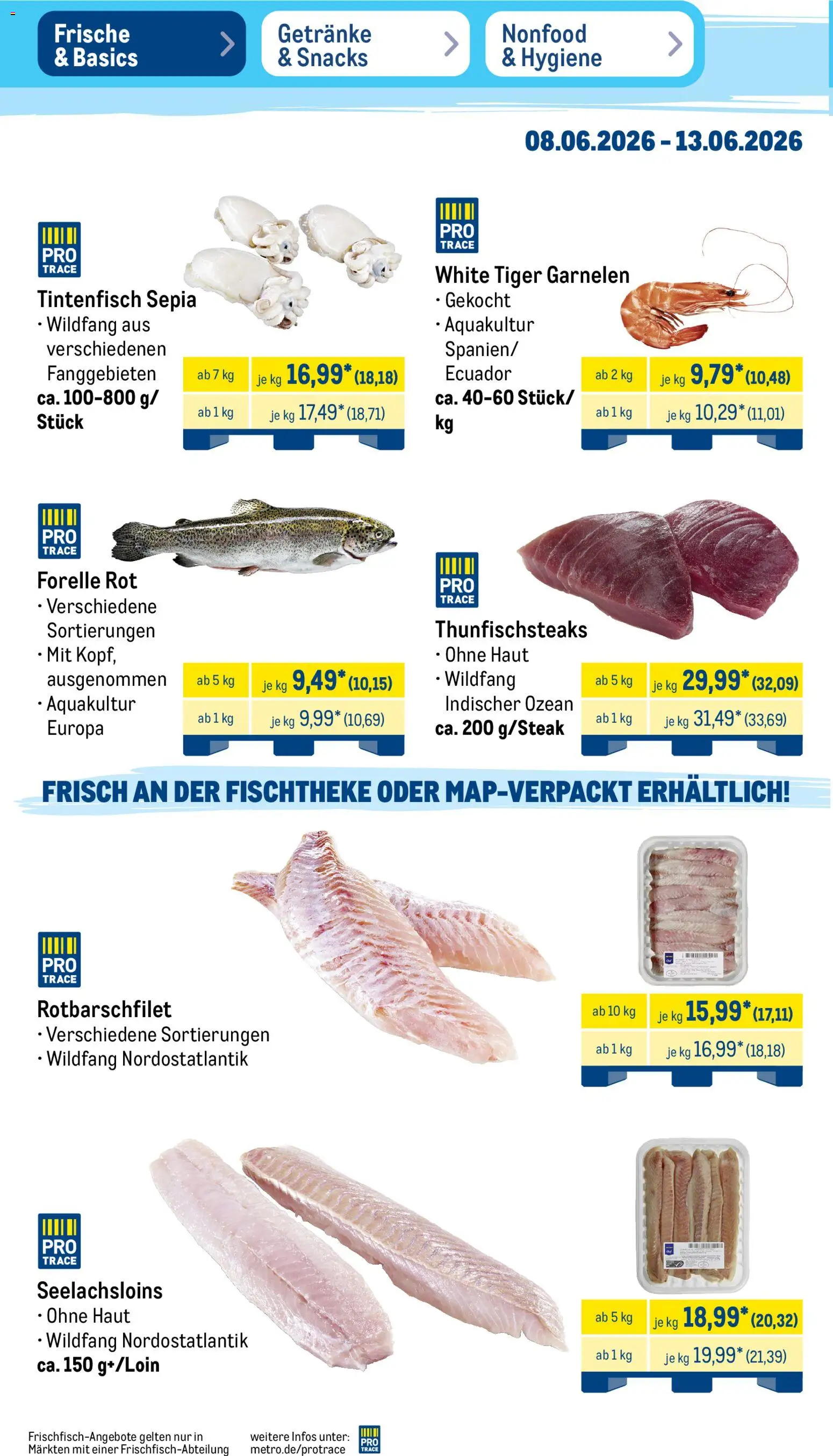 Metro Prospekt – gültig ab 08.06.2026 | Seite: 6 | Produkte: Garnelen, Tintenfisch, Tiger garnelen