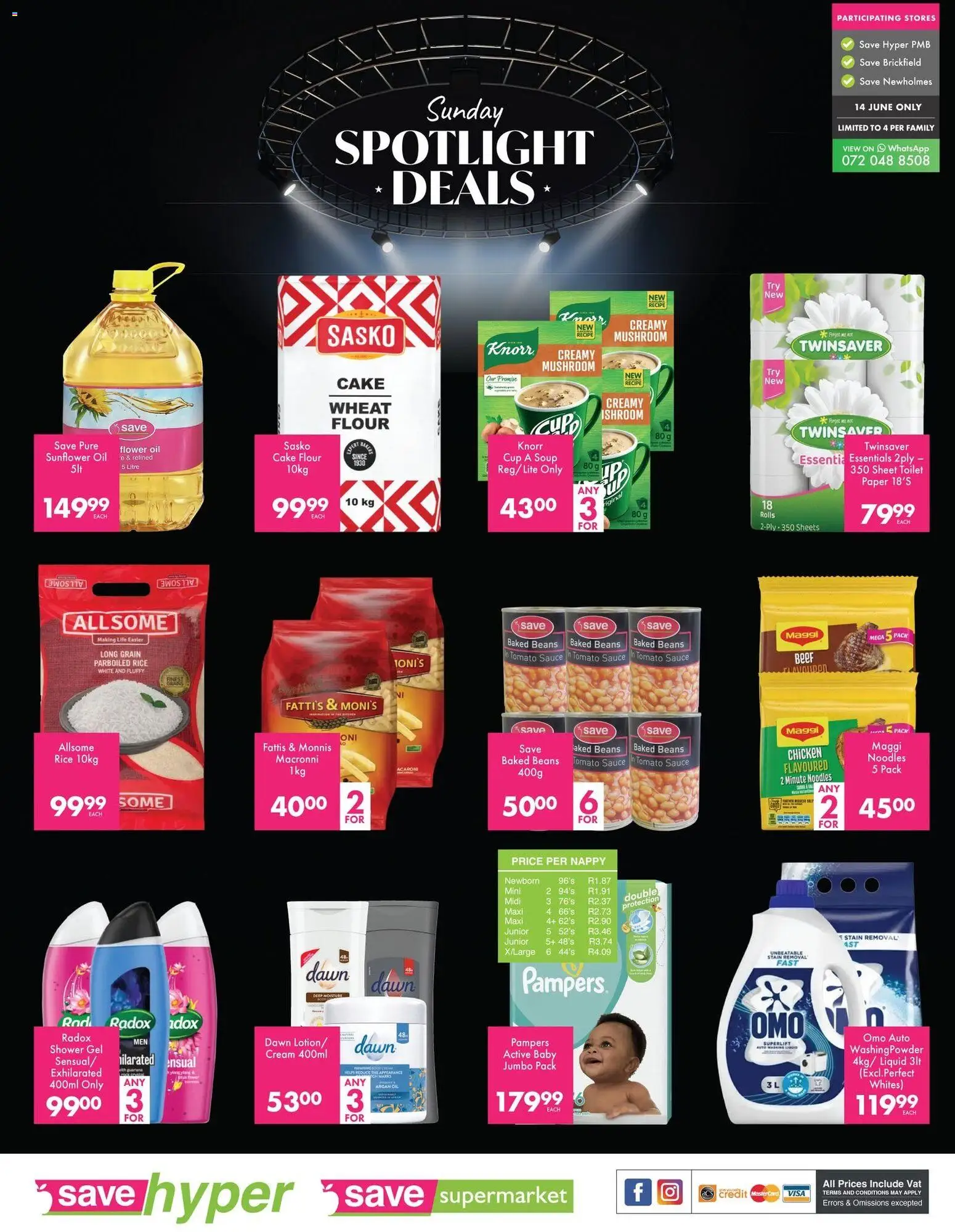 New Save catalogue – valid from 14.06.2026 | Page: 2 | Products: Cake, Baked beans, Shower, Paper