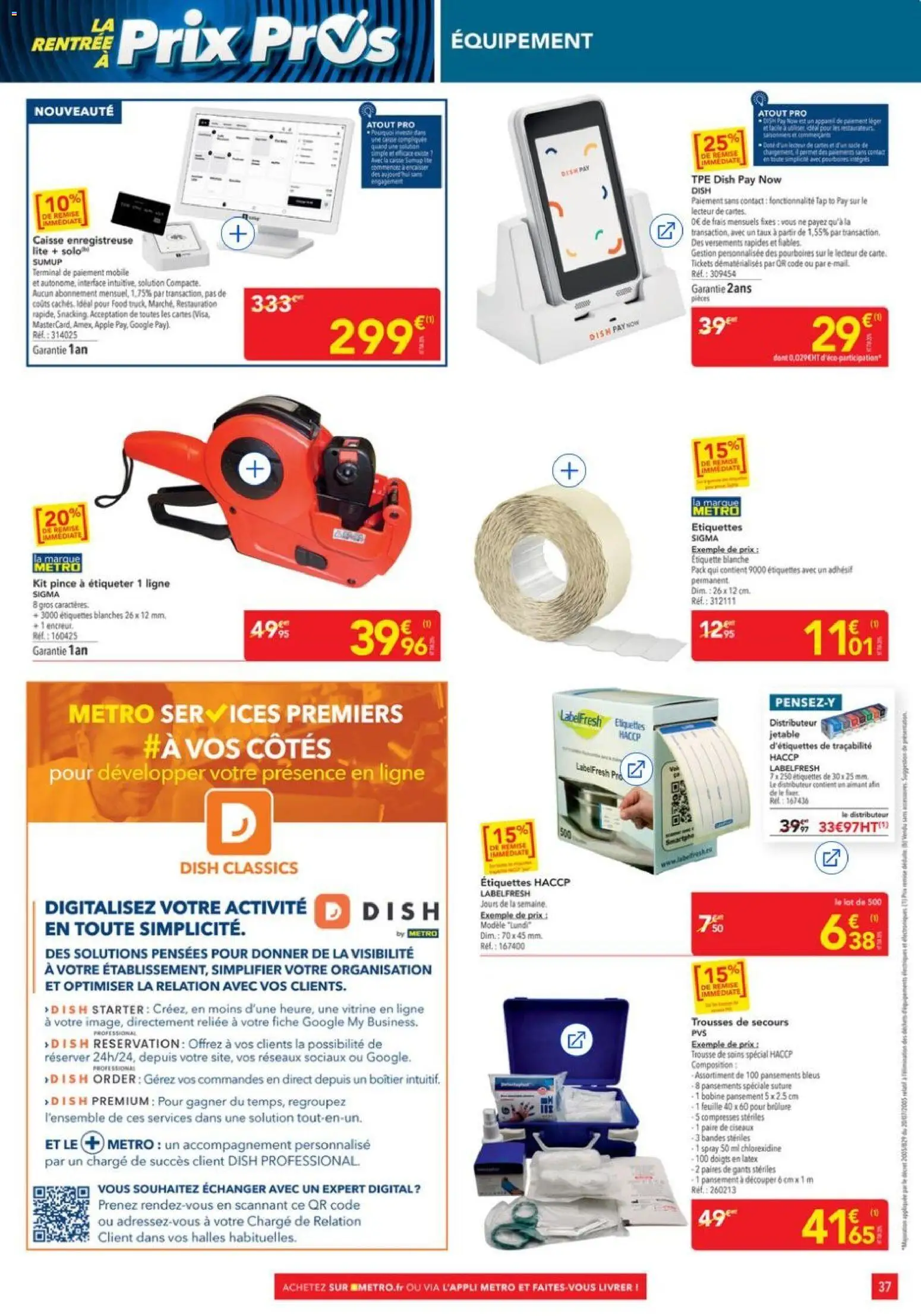 {H1} | Page: 37 | Produits: Vitrine, Étiquette, Distributeur, Gants