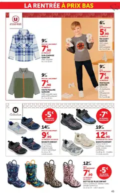 Hyper U - Prévisualisation de Hyper U - La rentrée à prix bas valide à partir de 11/08/2026 | Page: 45 | Produits: Veste polaire, Polaire, Pantalon, Baskets
