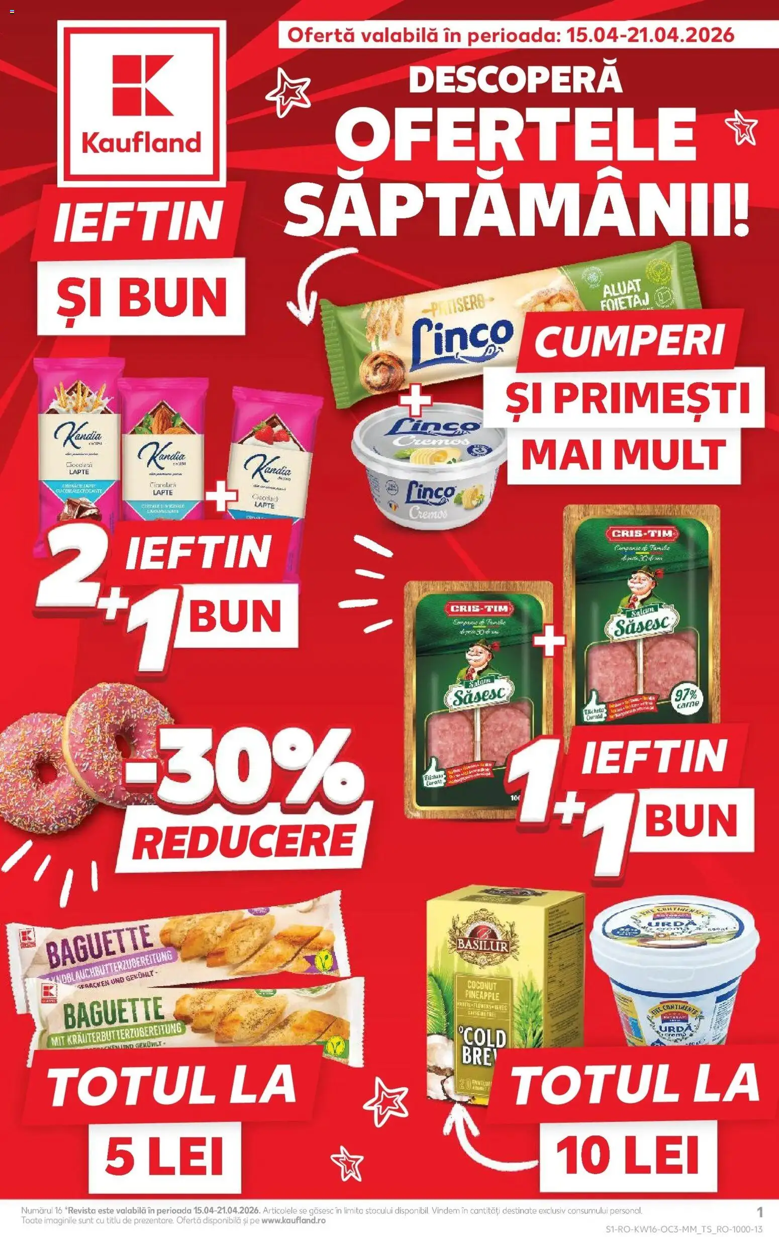 Noul catalog Kaufland – valabil de la 15.04.2026 | Pagină: 1 | Produse: Migdale, Lapte, Salam, Ceai