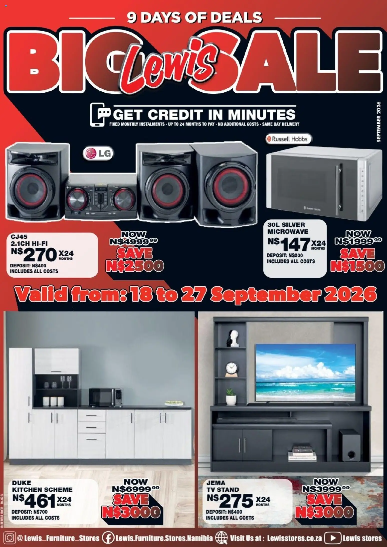 New Lewis Stores catalogue – valid from 18/09/2026 | Page: 1 | Products: TV, Microwave
