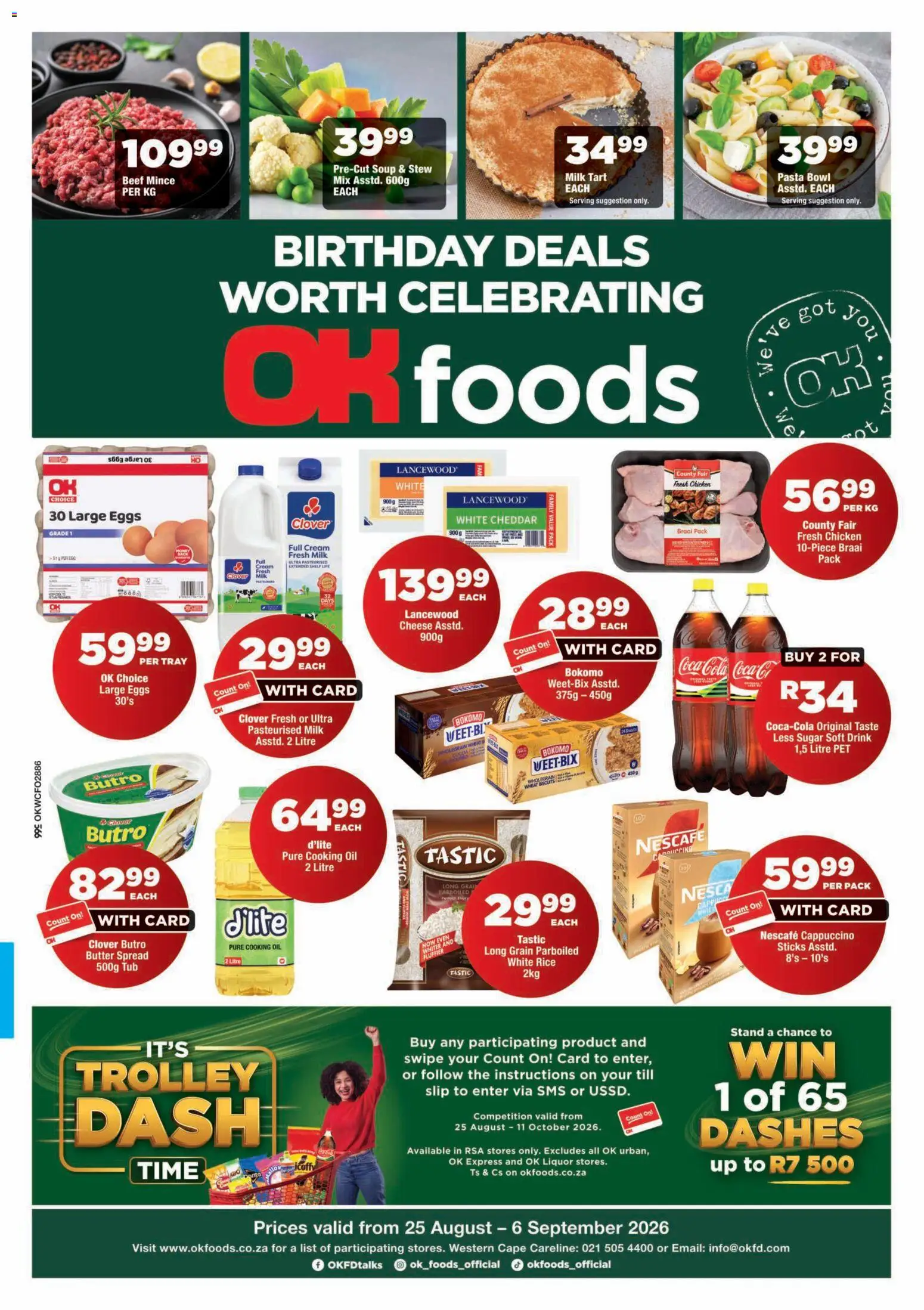 New OK Foods catalogue – valid from 25/08/2026 | Page: 1 | Products: Shelf, Oil, Chicken, Cheddar