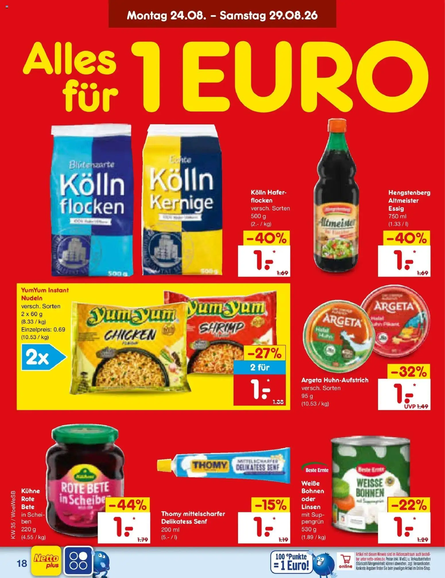 Netto Marken-Discount Prospekt Leonberg – gültig ab 24.08.2026 | Seite: 28 | Produkte: Kolln, Essig, SUP, Nudeln