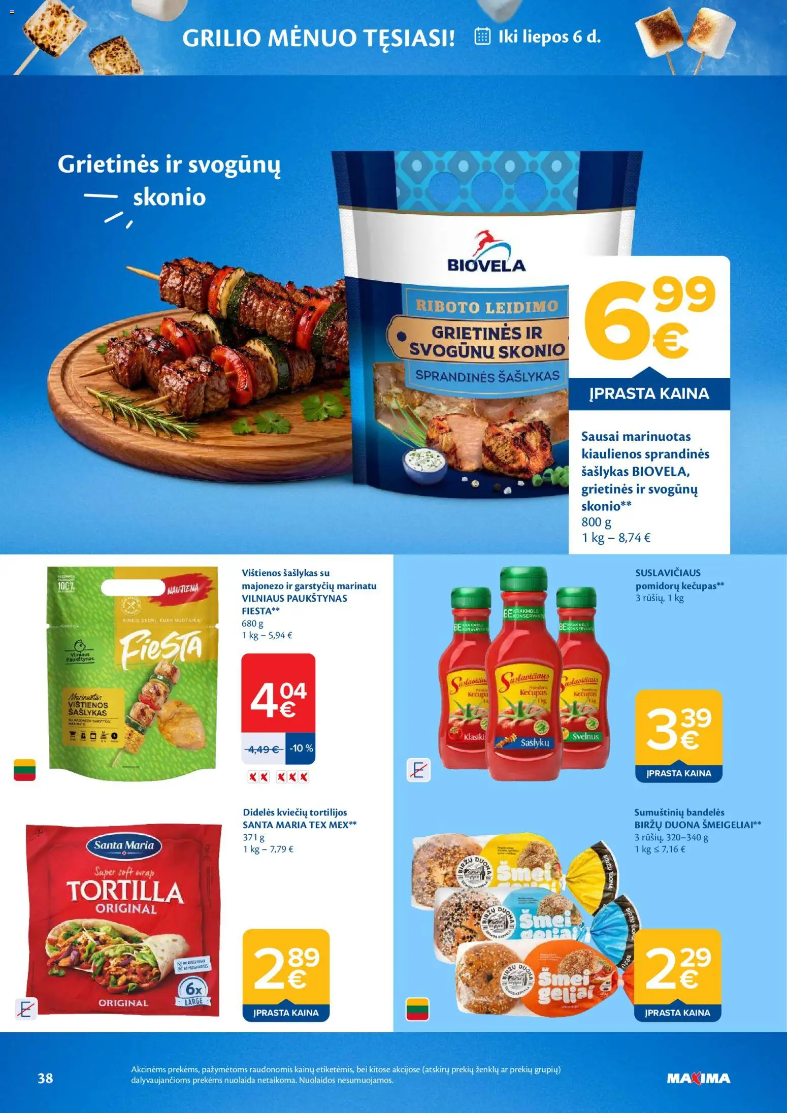 MAXIMA akcijos nuo 09.06.2026 | Puslapis: 38 | Prekių: Vištienos, Kiaulienos, Bandelės, Kečupas