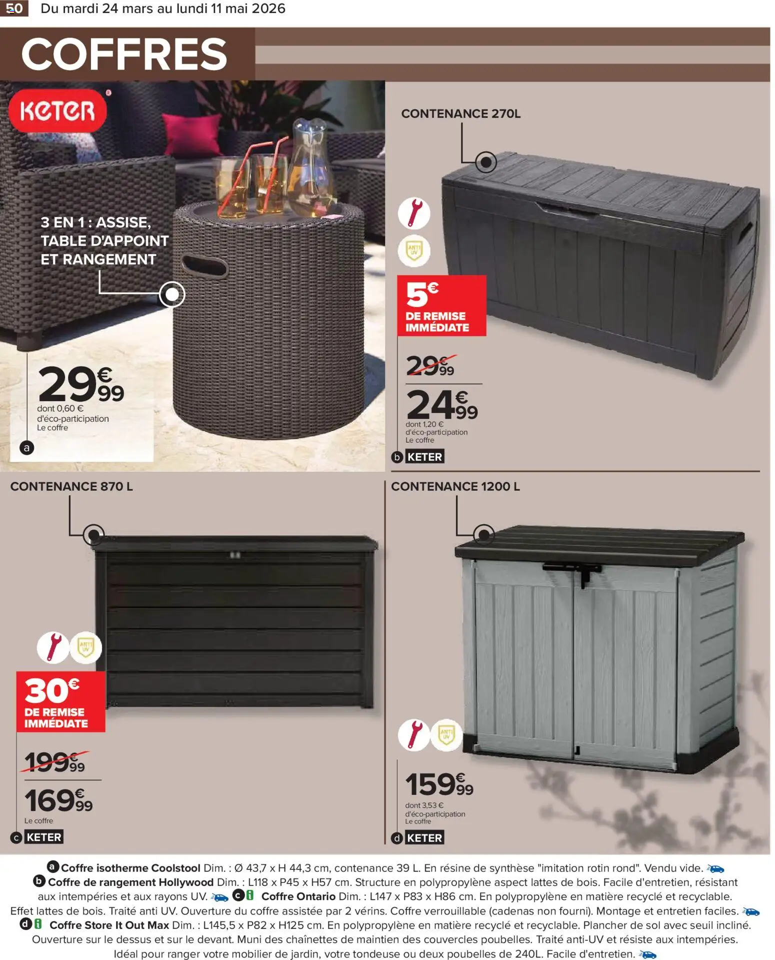 {H1} | Page: 50 | Produits: Store, Table, Coffre de rangement