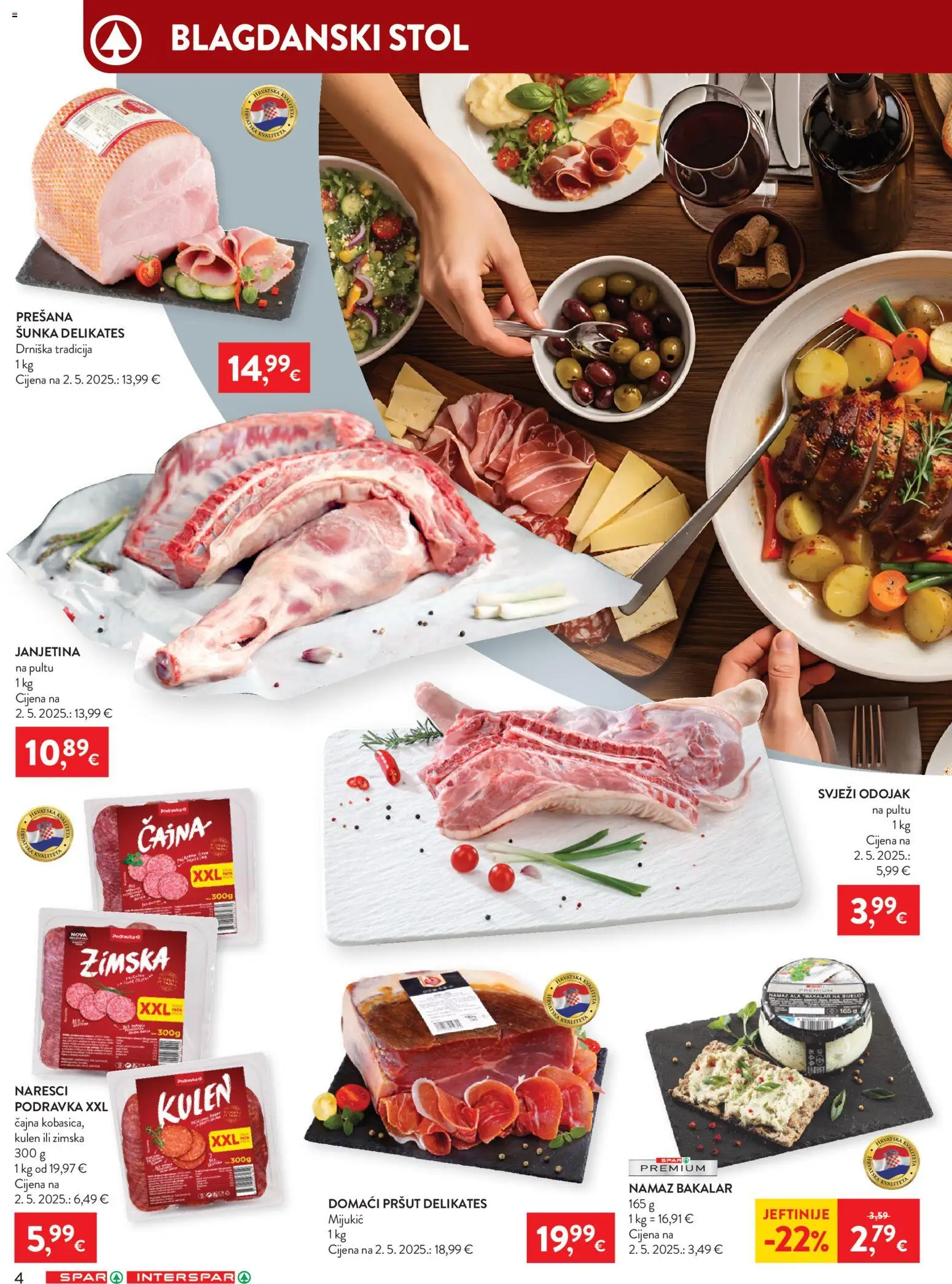 Interspar katalog | vrijedi od 12.08.2026 | Stranica: 4 | Proizvodi: Janjetina, Stol, Pršut, Kulen