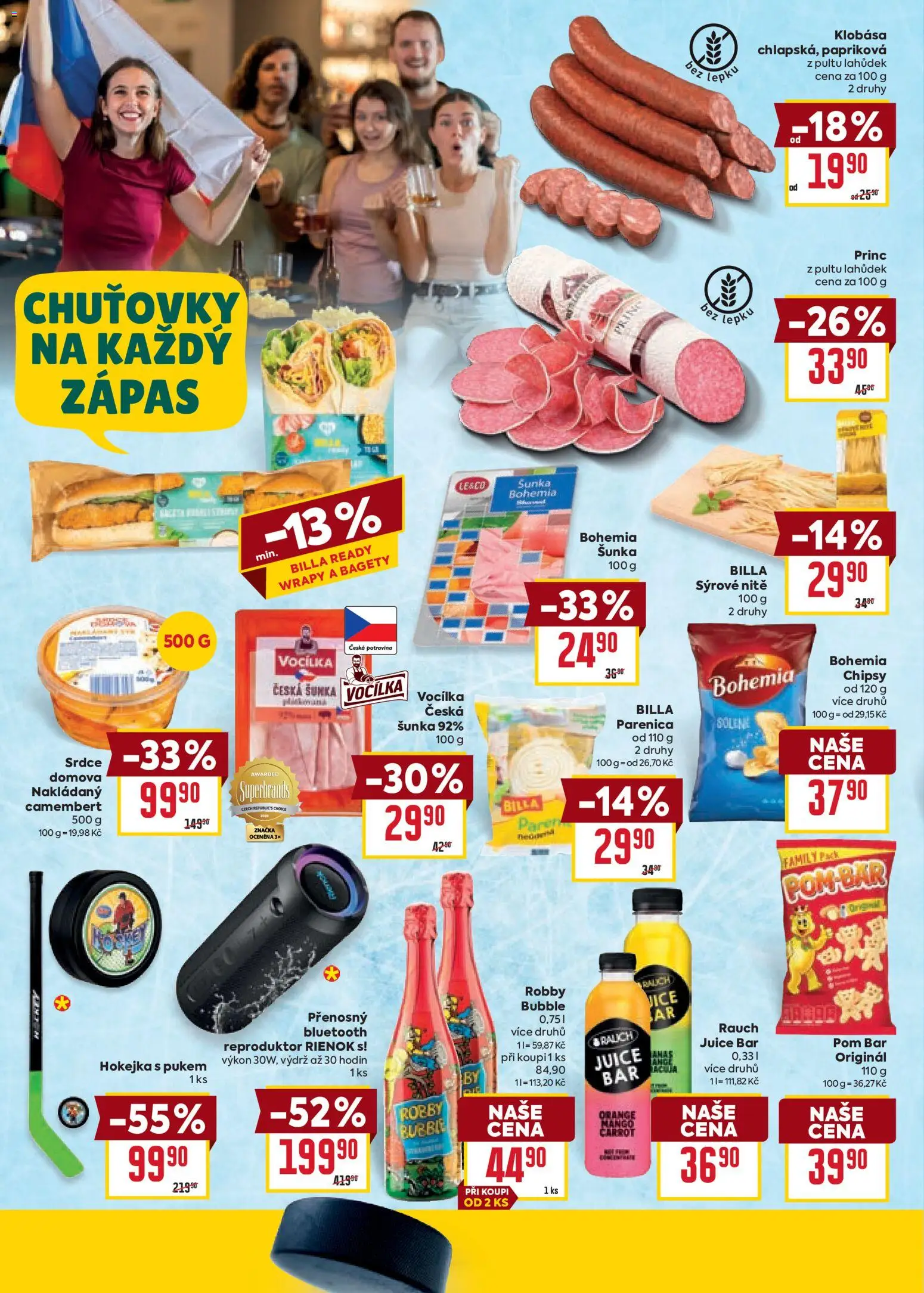 Billa Velký leták od 13.05.2026 | Strana: 14 | Produkty: Hokejka, Šunka, Klobása, Bagety