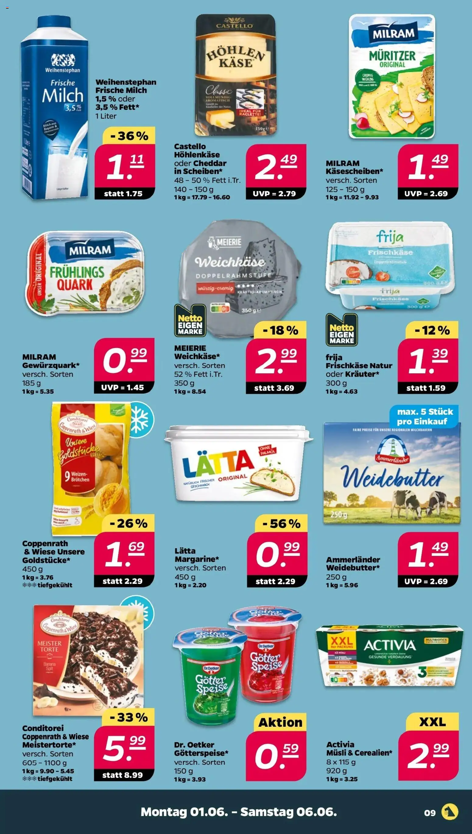 Netto Prospekt – gültig ab 01.06.2026 | Seite: 9 | Produkte: Quark, Milch, Milram, Lätta