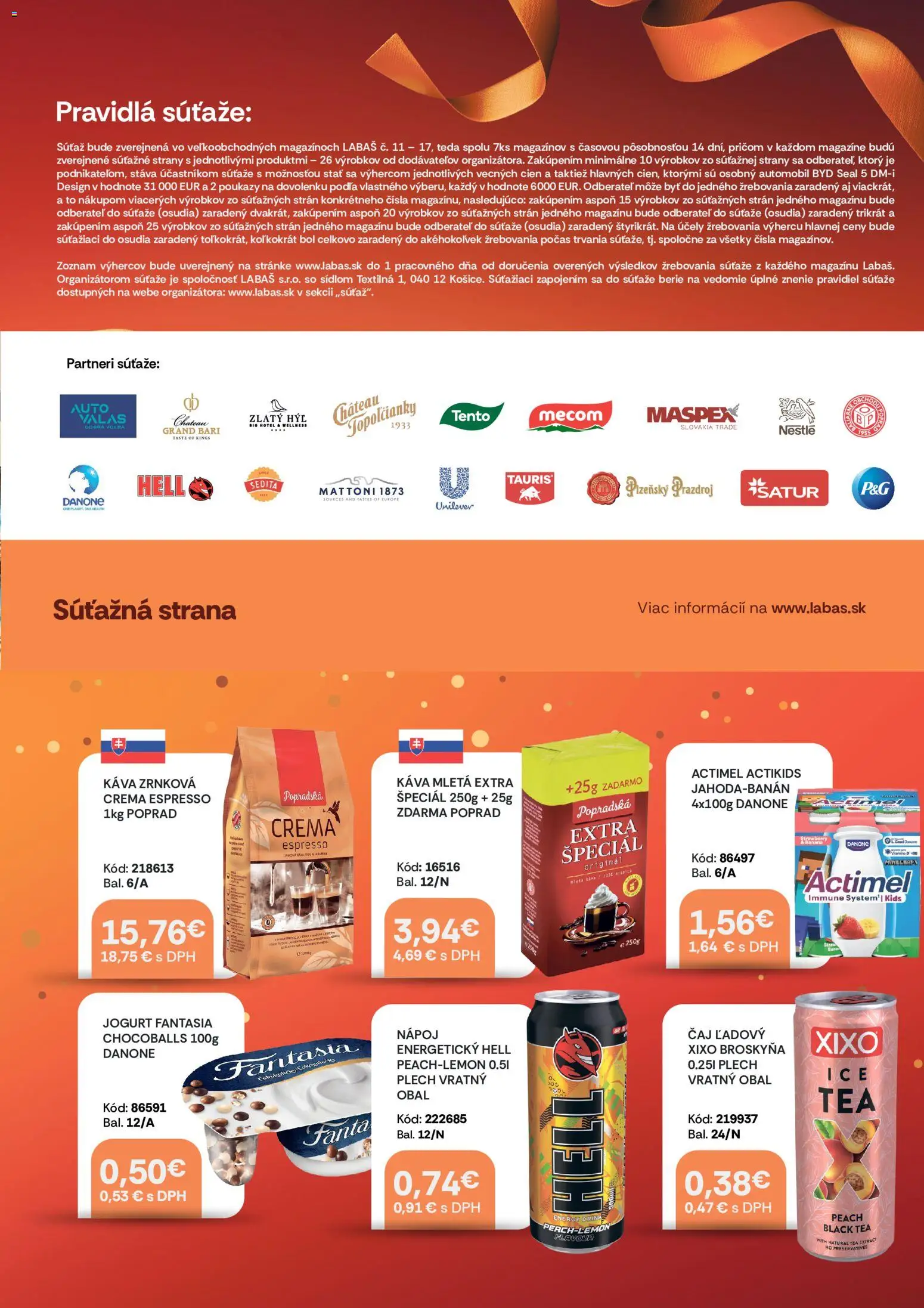 Nové Labaš akcie – leták je platný od 03.07.2026 | Strana: 3 | Produkty: Jogurt, Káva, Čaj, Actimel