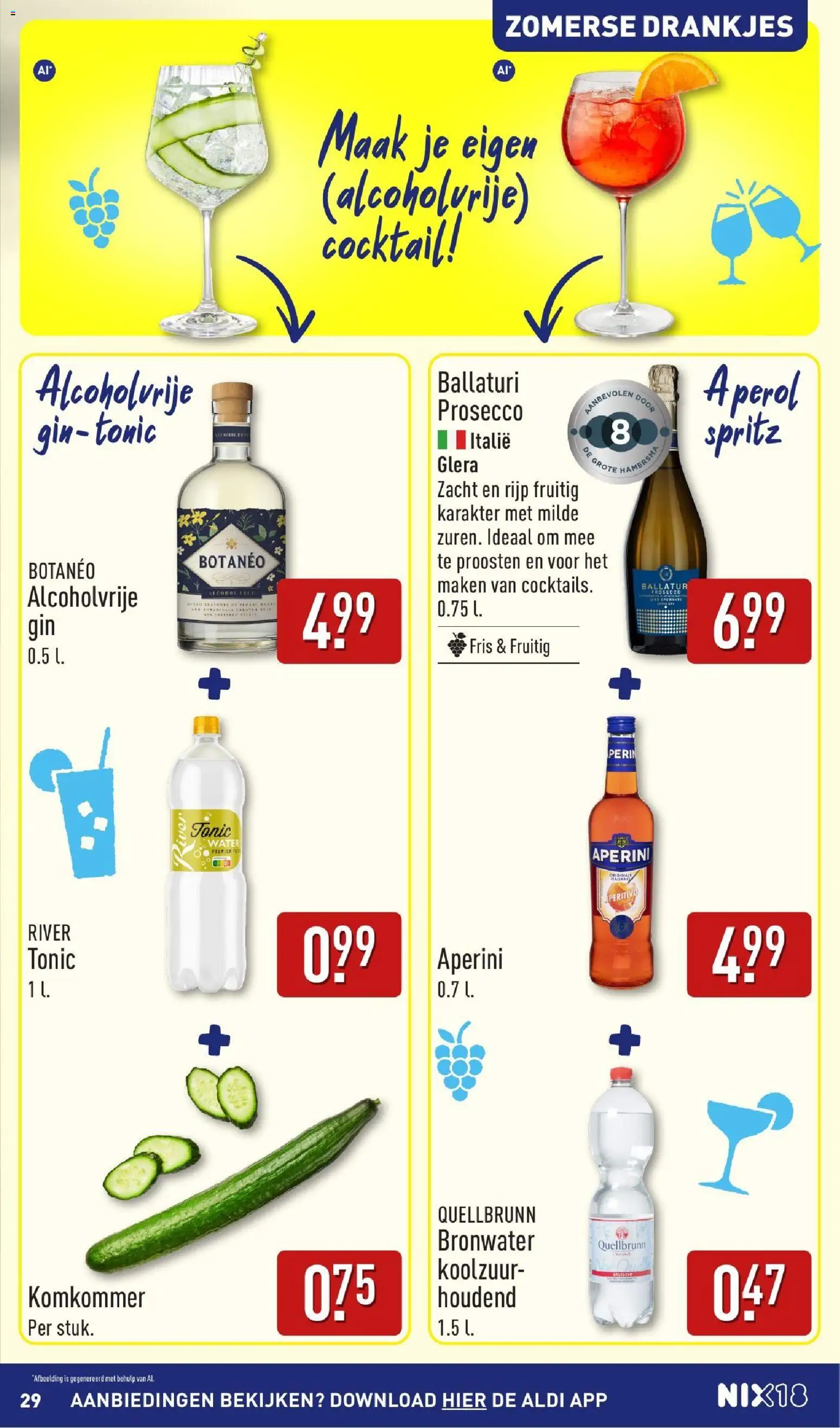 {H1} | Pagina: 29 | Producten: Gin, Aperol, Water, Bronwater