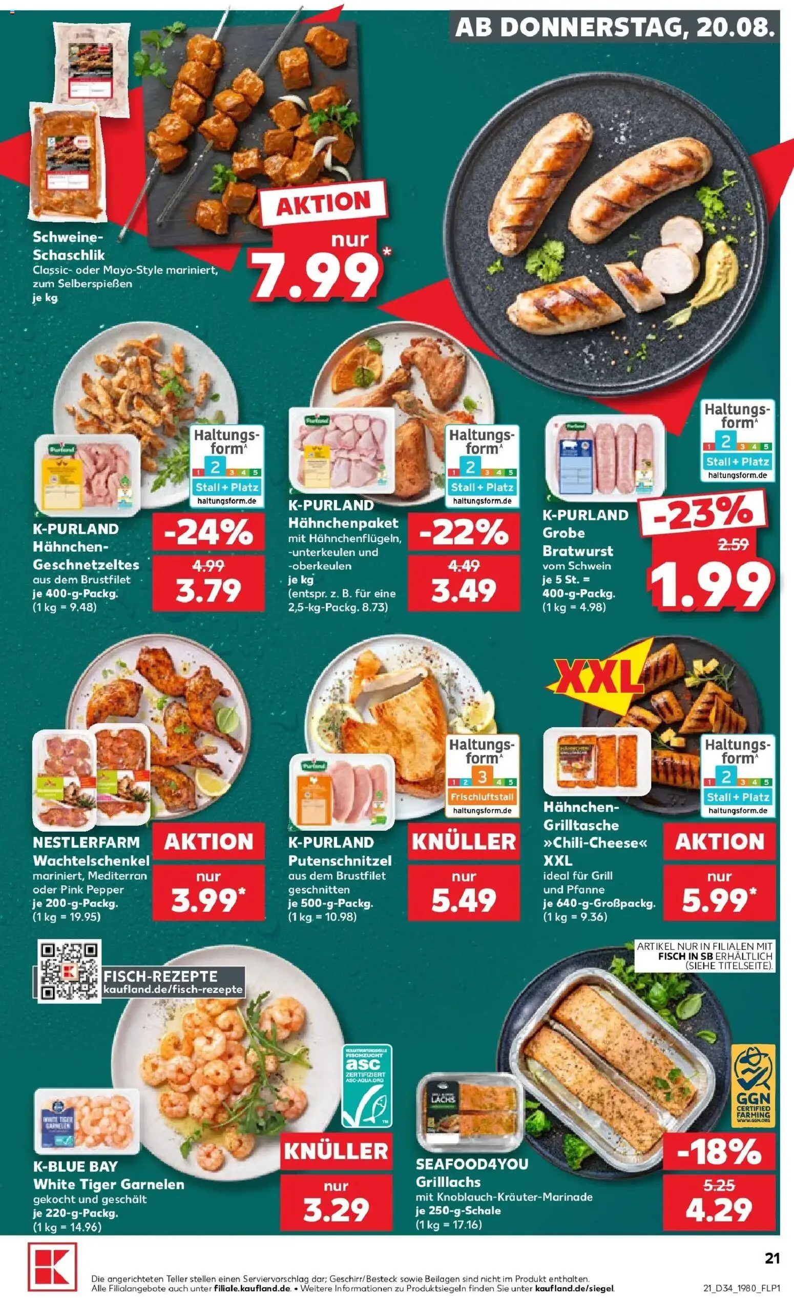 Prospekt Kaufland ab 17.08.2026 » Angebote Online zum Blättern | Seite: 32 | Produkte: Grill, Garnelen, Fisch, Putenschnitzel