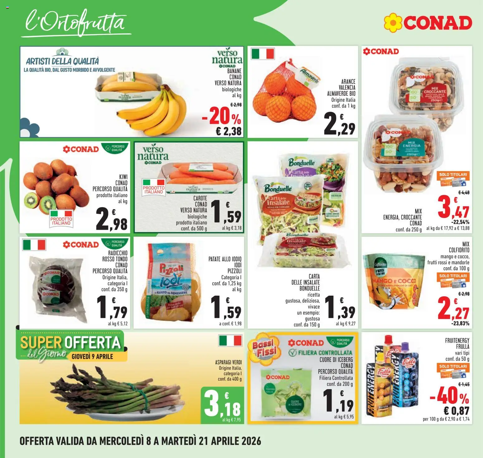 Volantino Conad del 08.04.2026 | Pagina: 6 | Prodotti: Arance, Banane, Patate, Mango