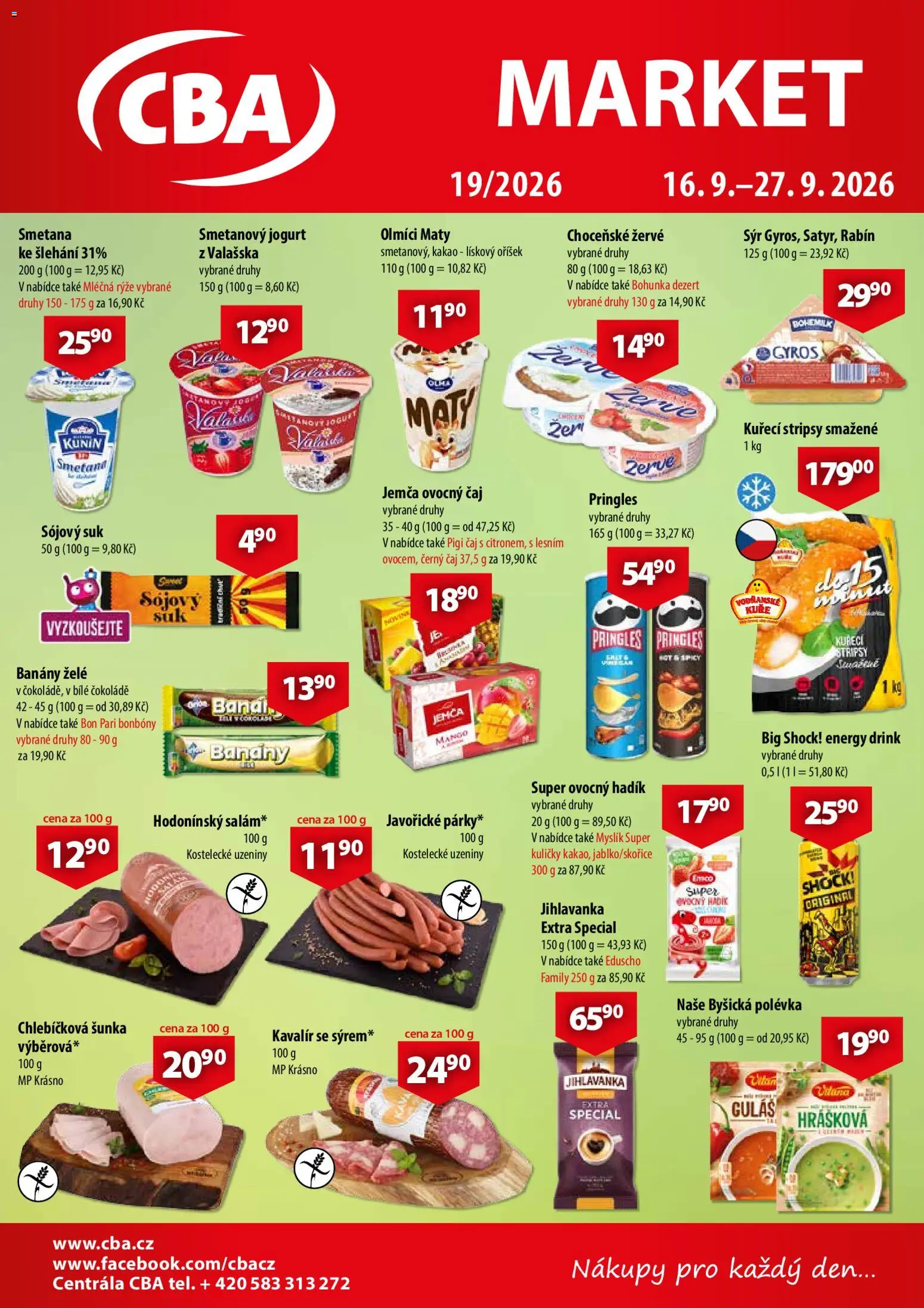 CBA leták - Market od 16.09.2026 | Strana: 1 | Produkty: Sýr, Jogurt, Rýže, Ovocný čaj