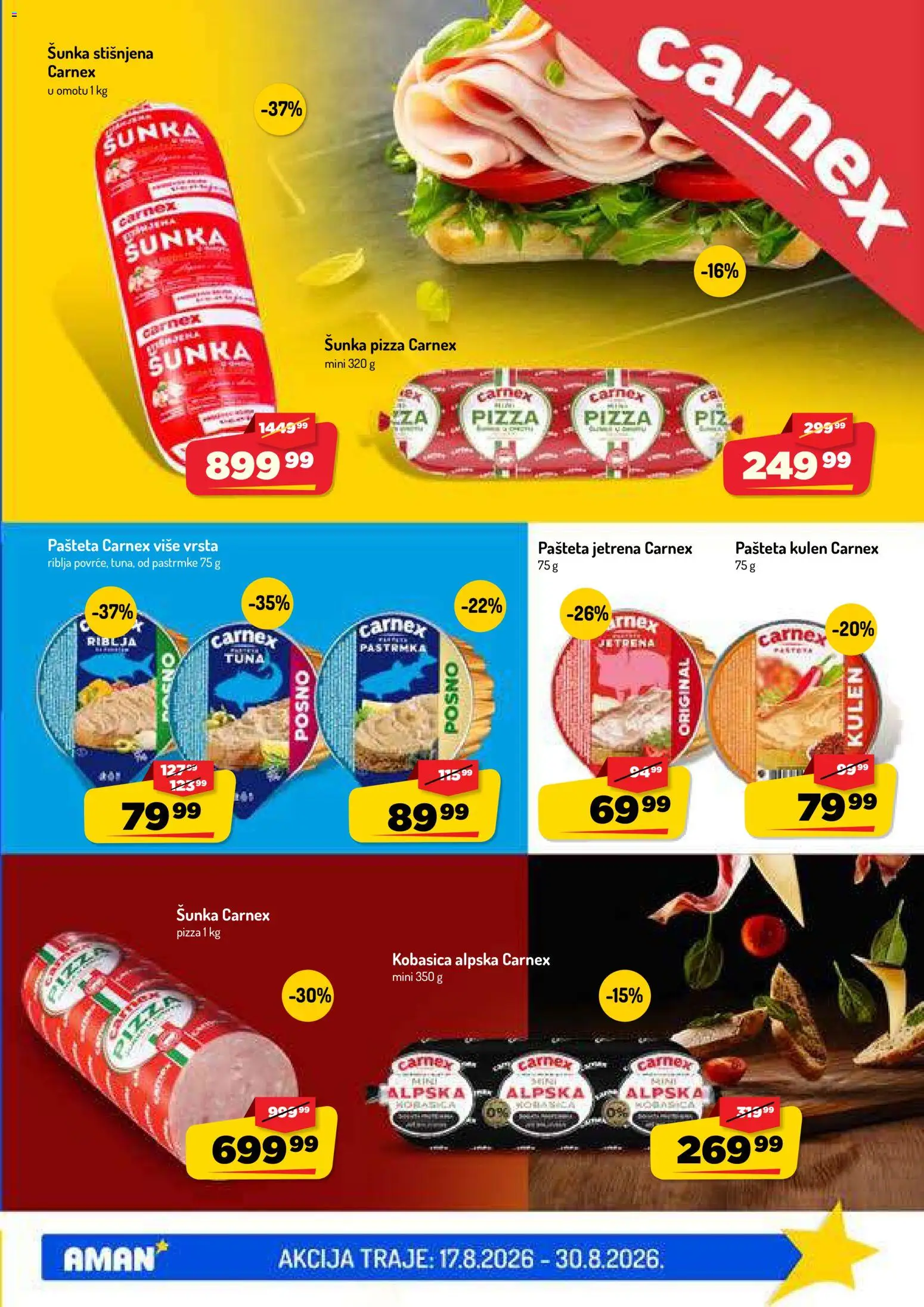 Aman katalog - važi od 17.08.2026 | Strana: 3 | Proizvode: Tuna, Pastrmka, Šunka, Pašteta
