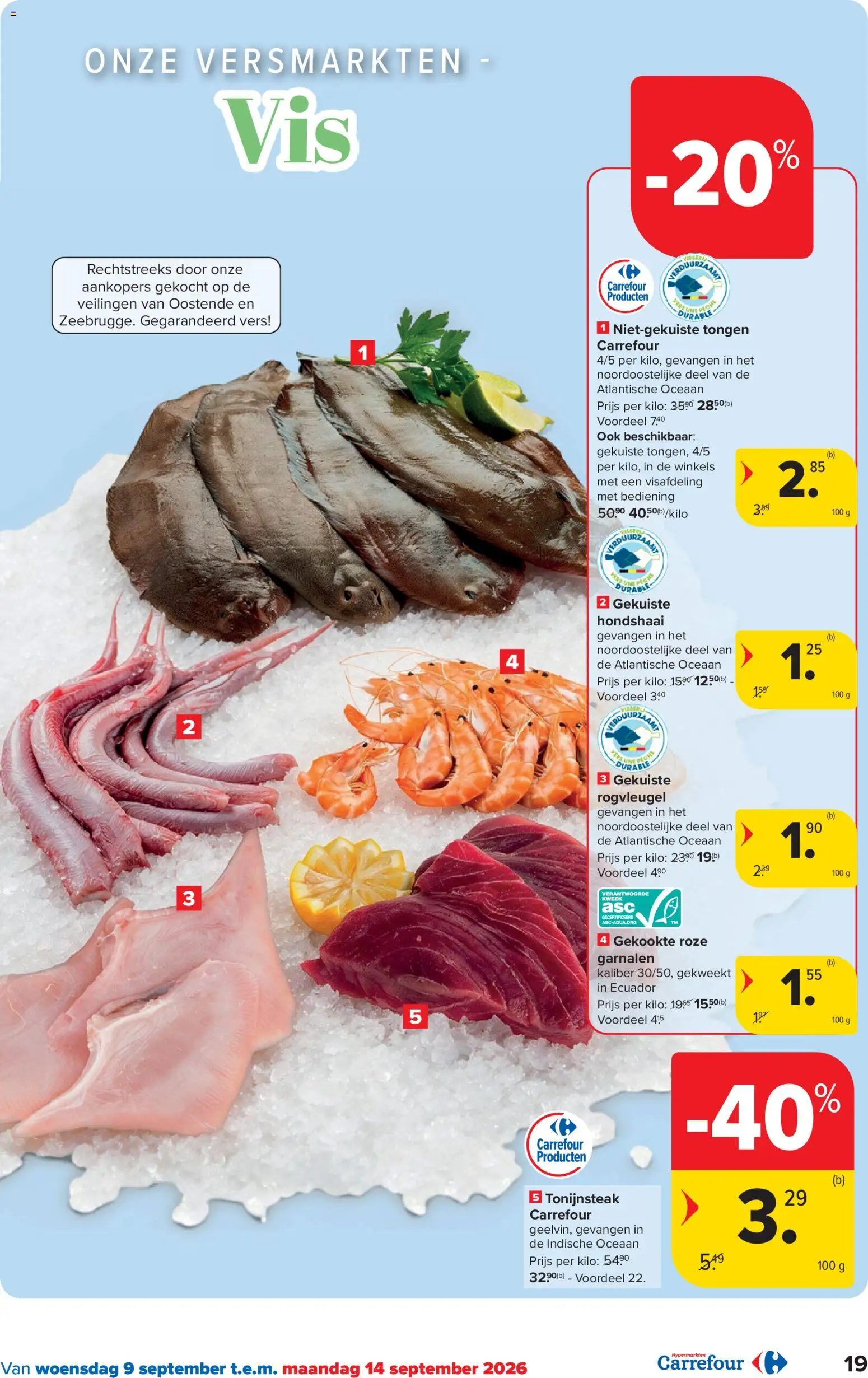 {H1} | Pagina: 19 | Producten: Steak, Tonijnsteak, Garnalen