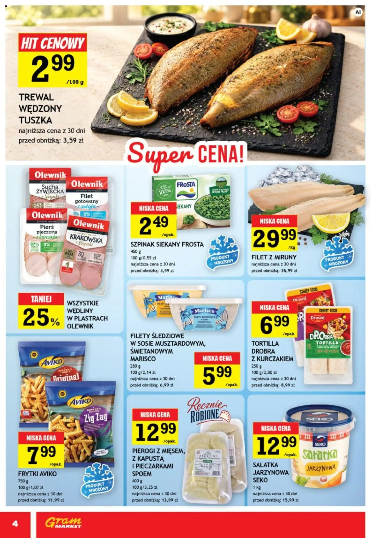 Gram Market gazetka od 14.10.2026 | Strona: 4 | Produkty: Frosta, Tortilla, Szpinak, Sałatka
