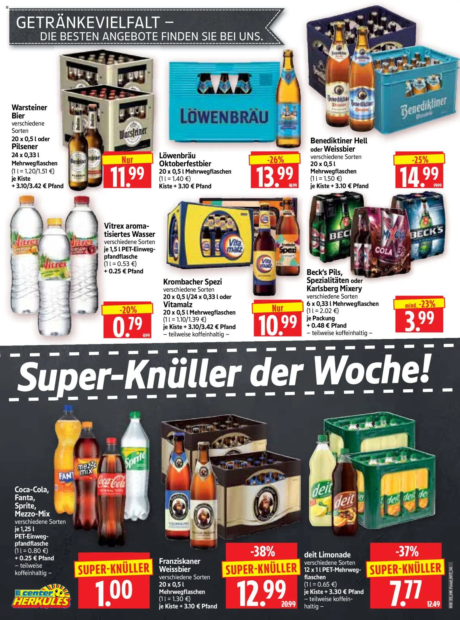 HERKULES Prospekt – gültig ab 24.08.2026 | Seite: 14 | Produkte: Bier, Weißbier, Krombacher, Mixery