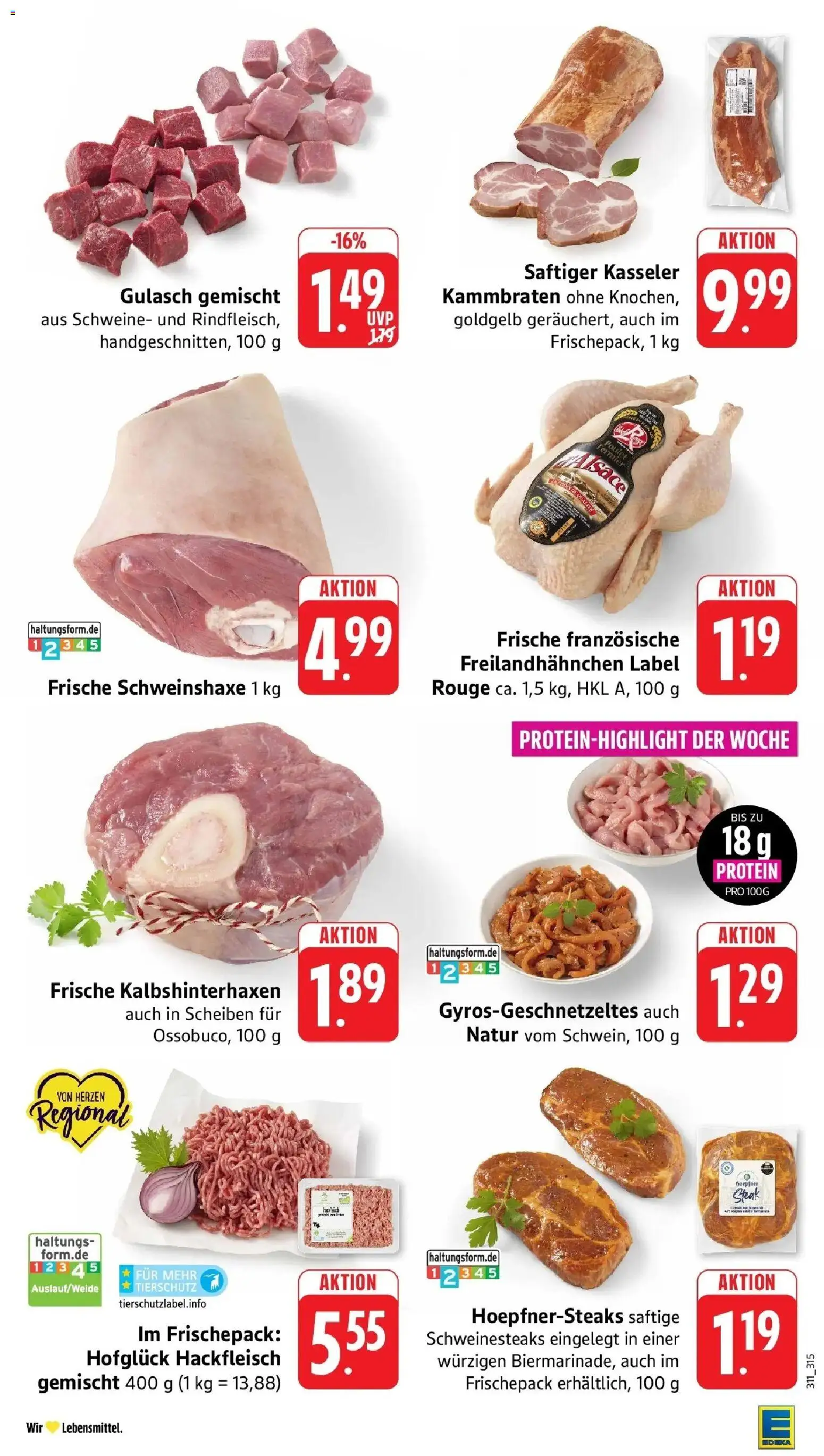 Edeka Prospekt Donaueschingen (ab 14.09.2026) » Angebote Online | Seite: 8 | Produkte: Rouge, Gulasch, Steak, Hackfleisch