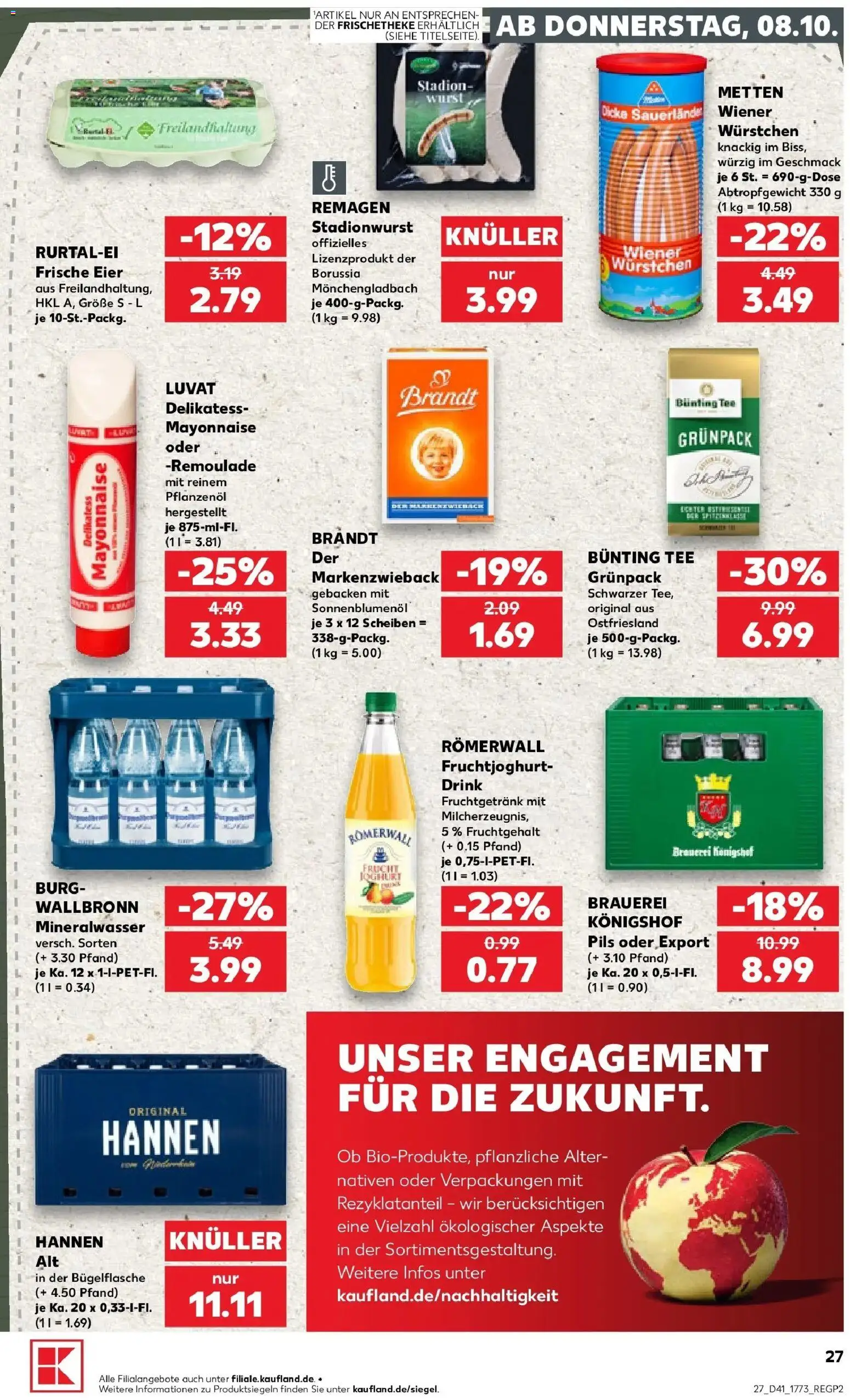 Prospekt Kaufland ab 08.10.2026 » Angebote Online zum Blättern | Seite: 27 | Produkte: Pils, Fruchtjoghurt, Mayonnaise, Tee