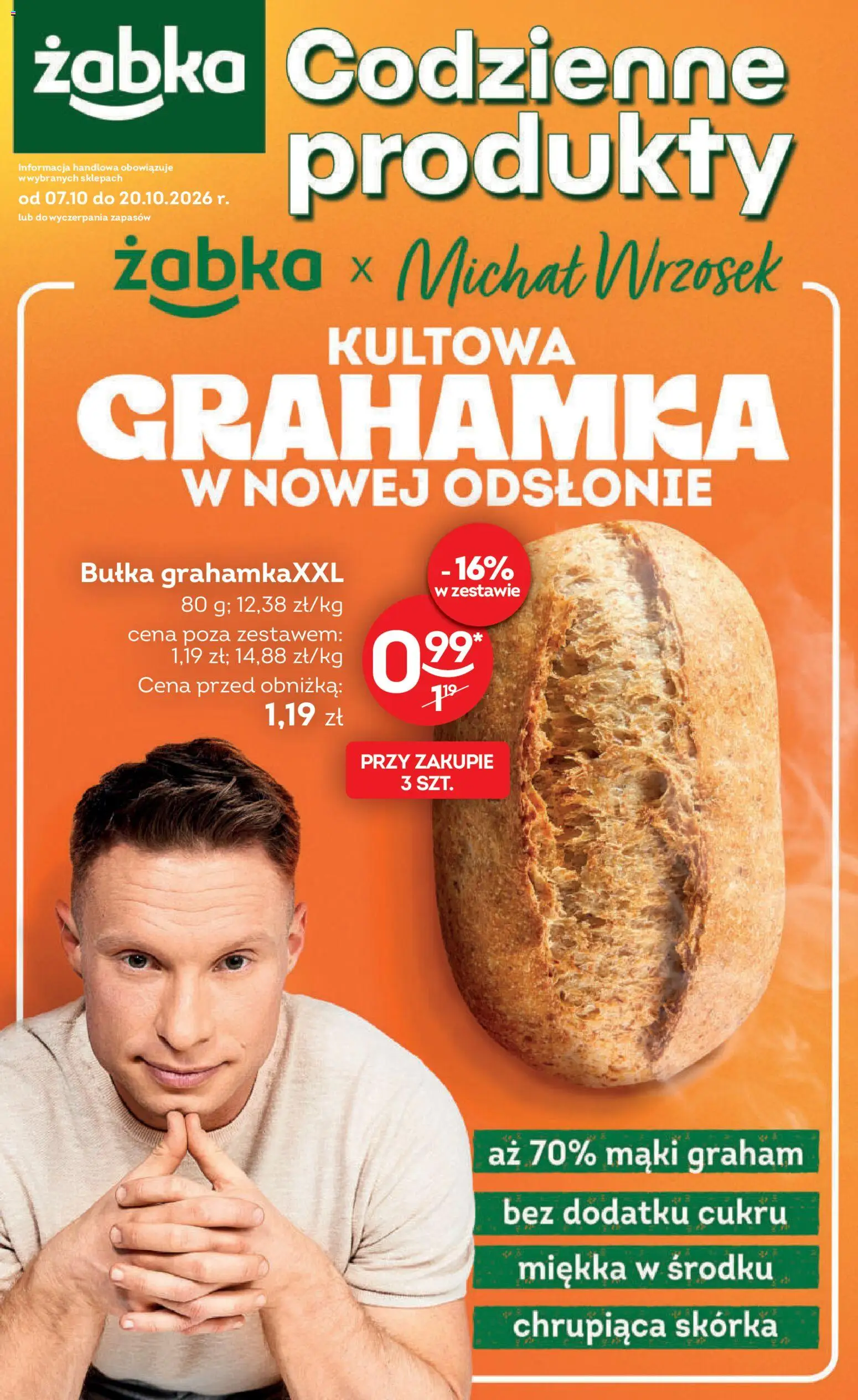 Żabka gazetka - Codzienne produkty od 07.10.2026 | Strona: 1 | Produkty: Bułka